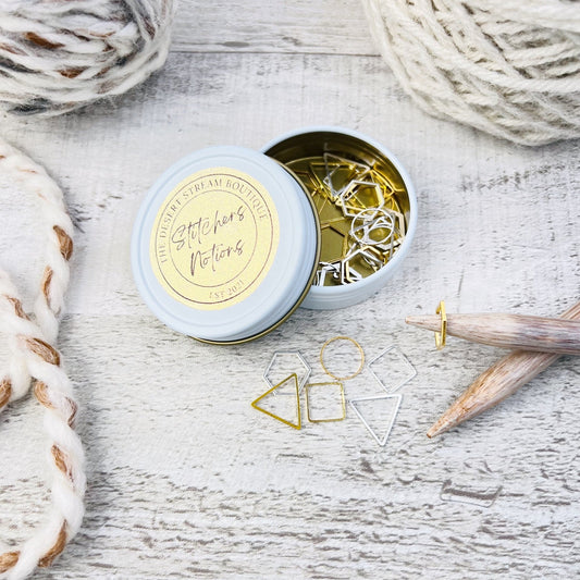 Geometric 40 - Piece Stitch Marker Tin Set - Knitting - The Desert Stream Stitch