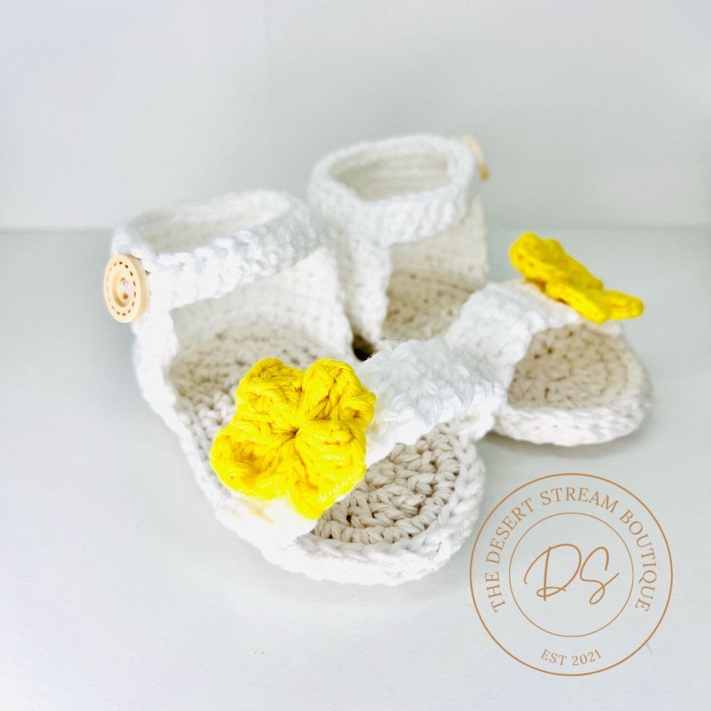Handmade Crochet Baby Sandals - The Desert Stream Stitch