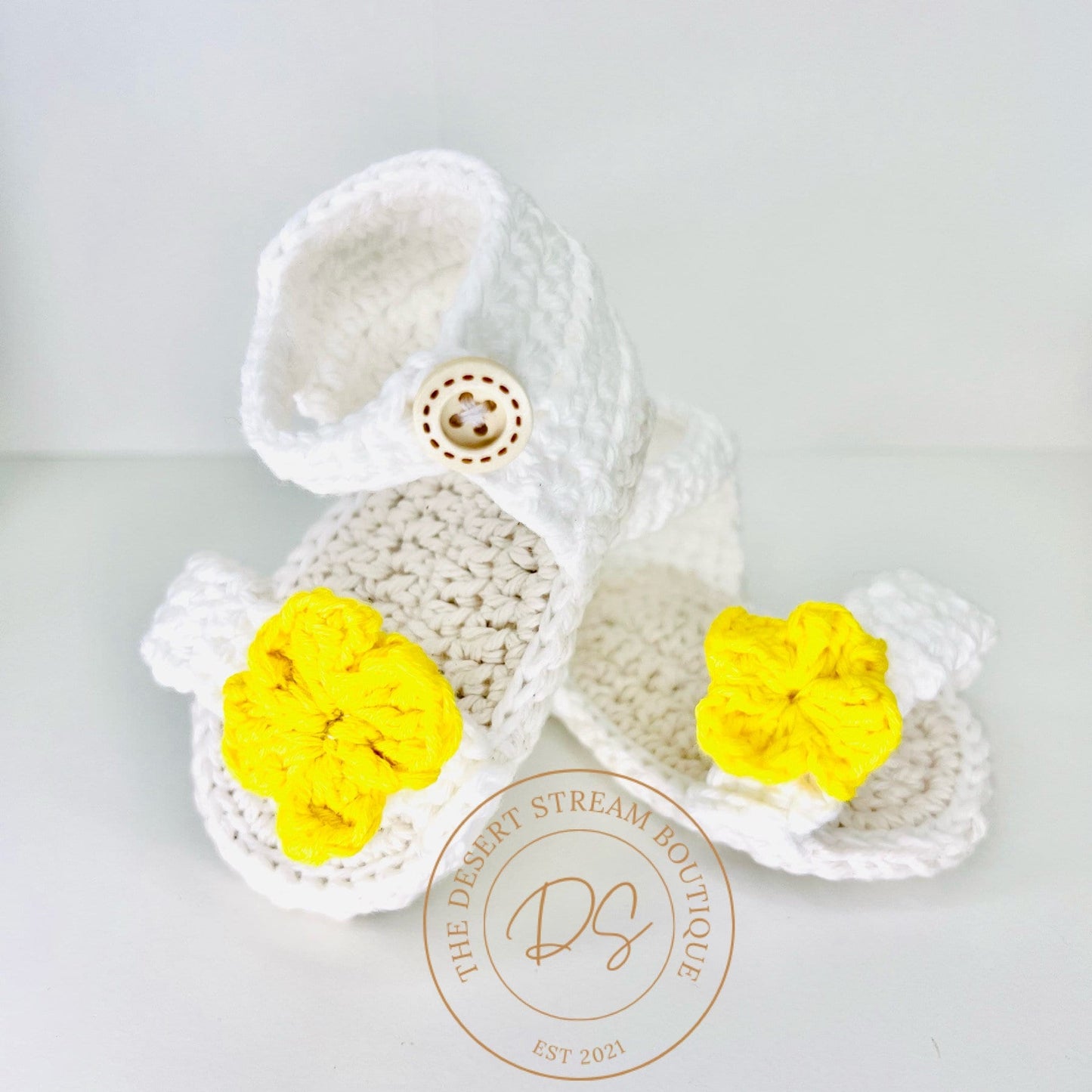 Handmade Crochet Baby Sandals - The Desert Stream Stitch