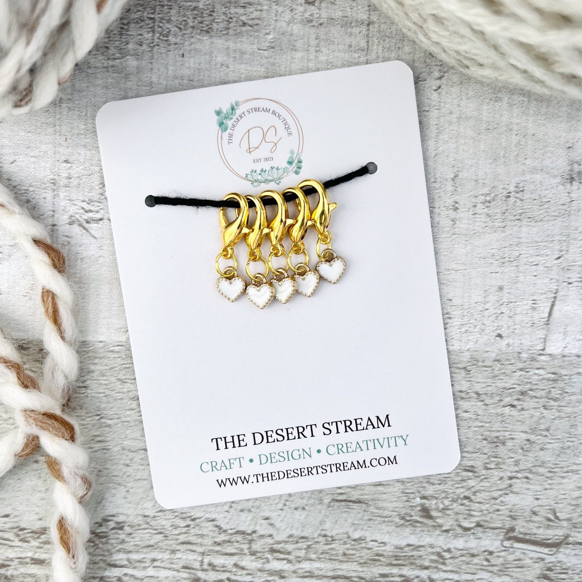 Heart Stitch Markers Set - Knitting and Crochet - The Desert Stream Stitch