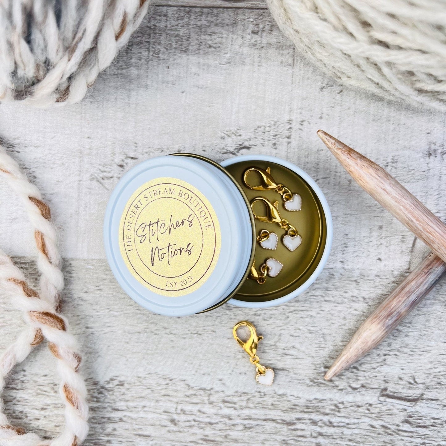 Heart Stitch Markers Set - Knitting and Crochet - The Desert Stream Stitch