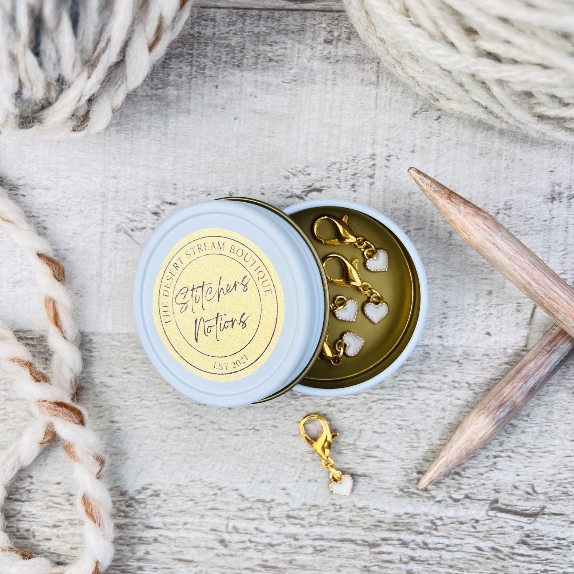 Heart Stitch Markers Set - Knitting and Crochet - The Desert Stream Stitch