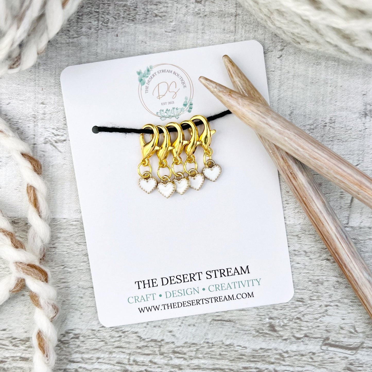 Heart Stitch Markers Set - Knitting and Crochet - The Desert Stream Stitch