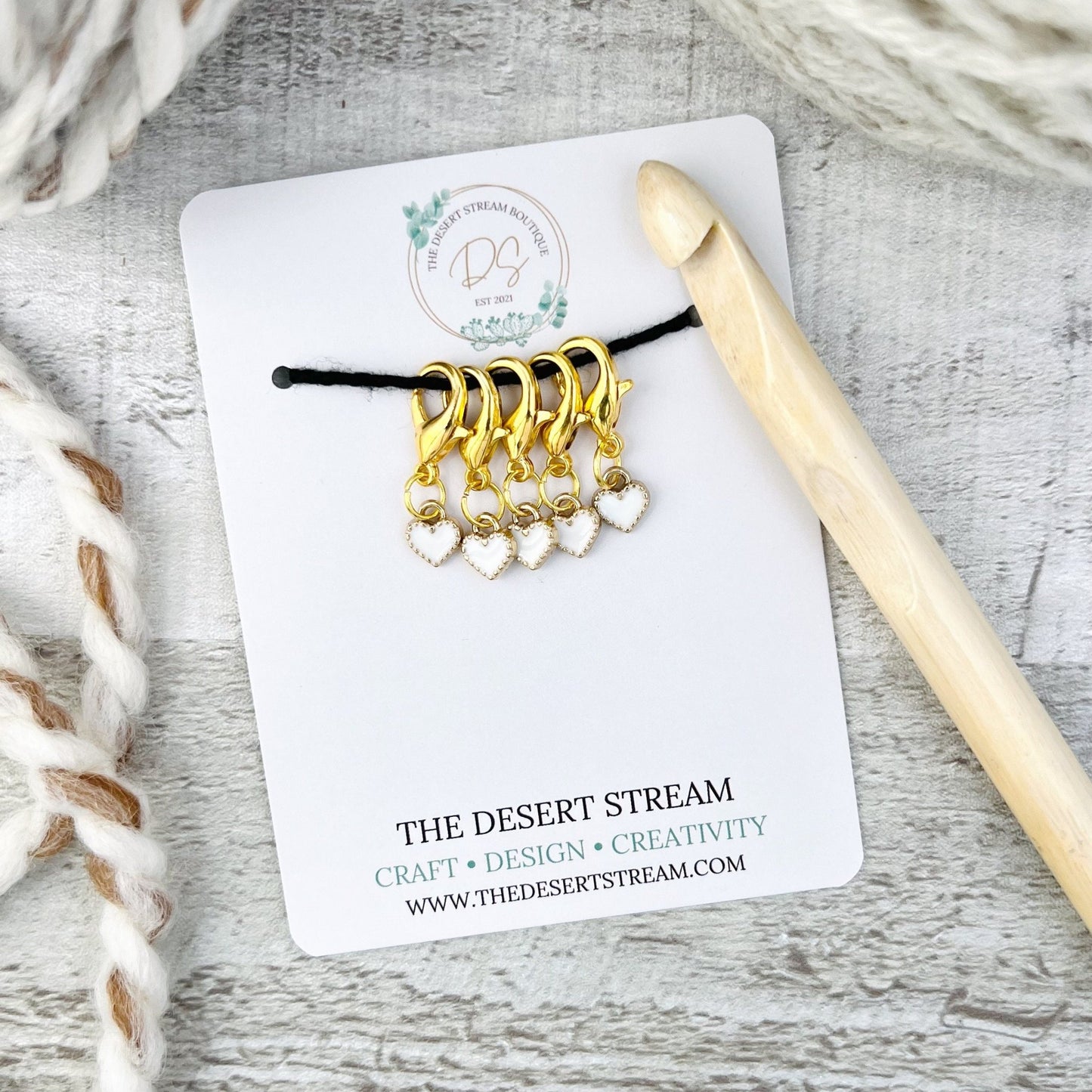 Heart Stitch Markers Set - Knitting and Crochet - The Desert Stream Stitch