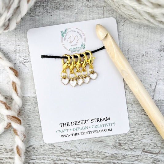 Heart Stitch Markers Set - Knitting and Crochet - The Desert Stream Stitch