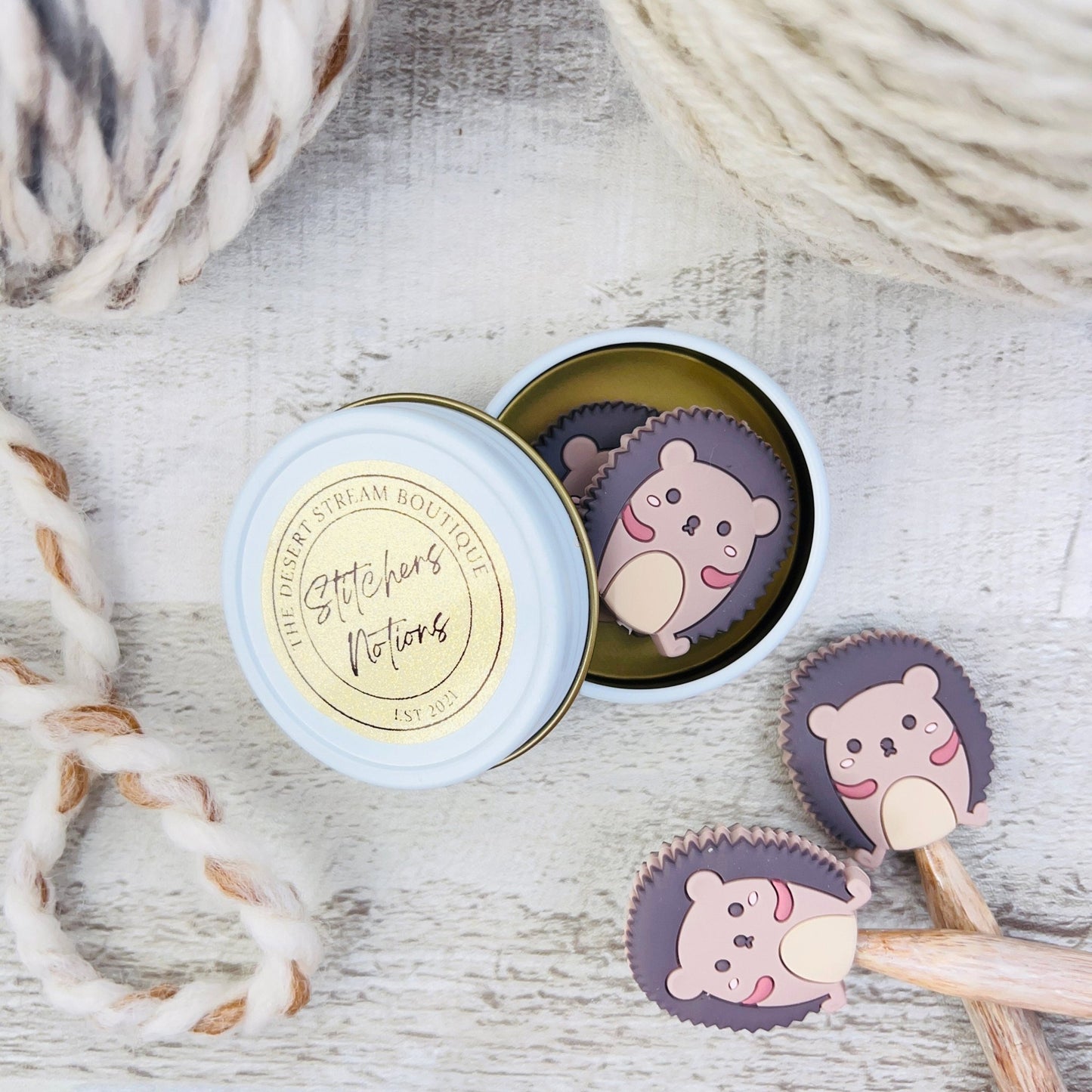 Hedgehog Stitch Stoppers Knitting Needle Point Protectors - The Desert Stream Stitch