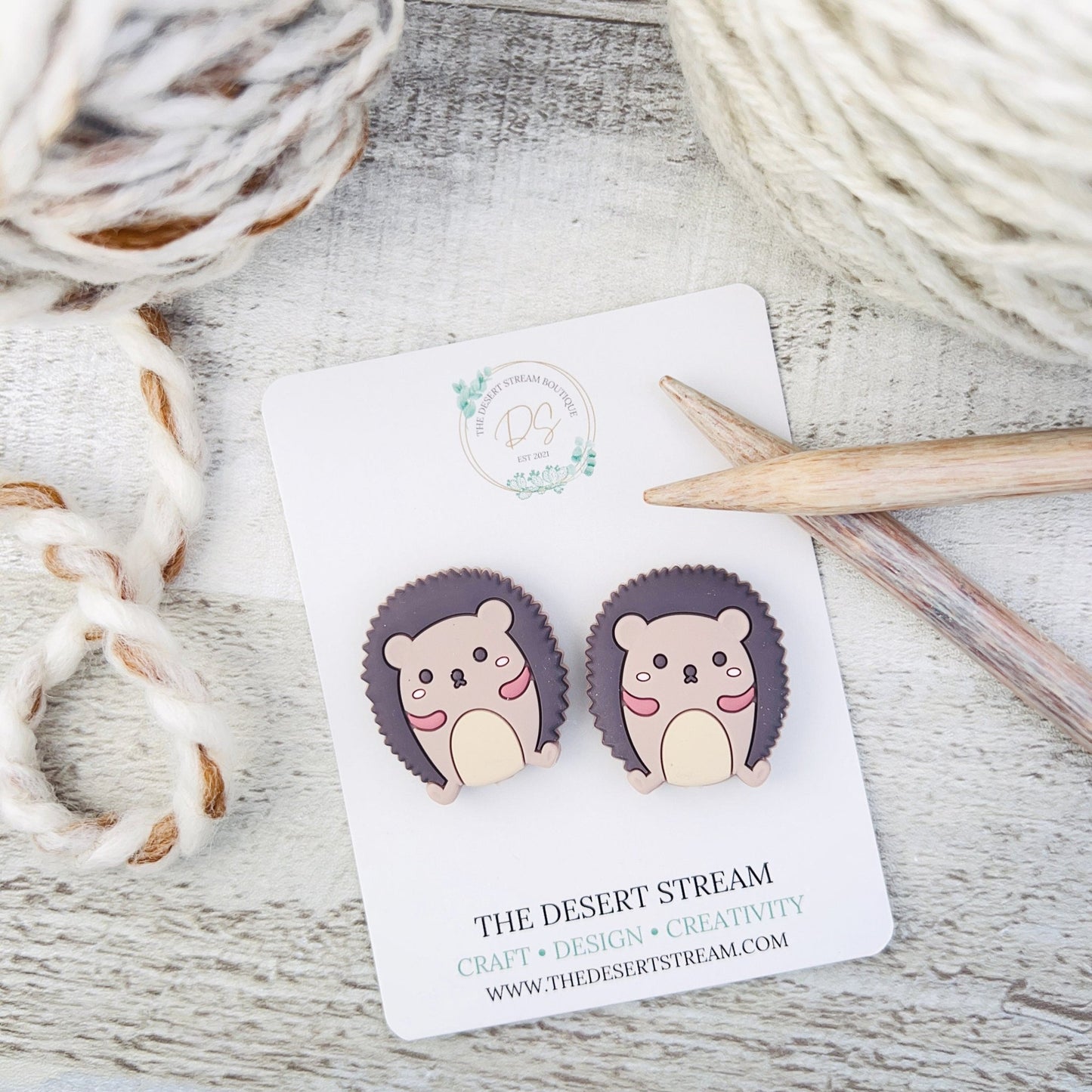 Hedgehog Stitch Stoppers Knitting Needle Point Protectors - The Desert Stream Stitch