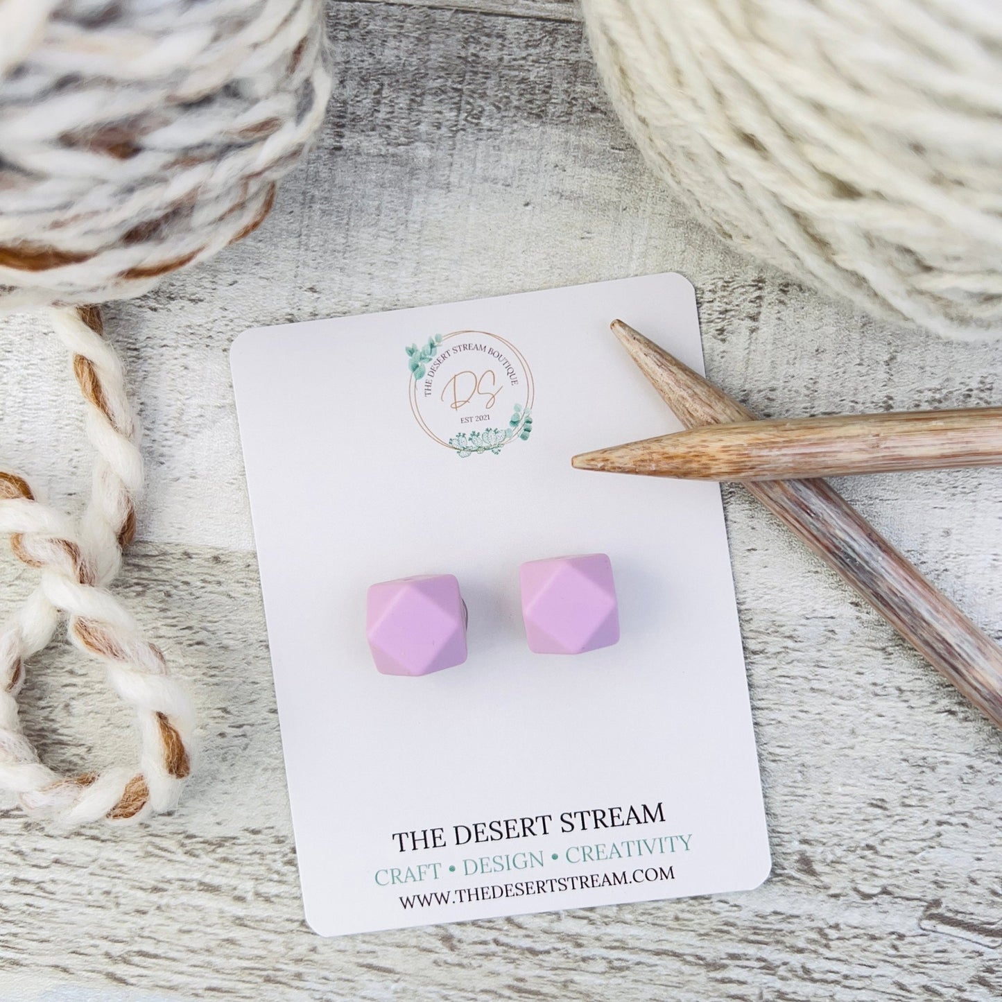 Hexagon Stitch Stoppers Knitting Needle Point Protectors - The Desert Stream Stitch