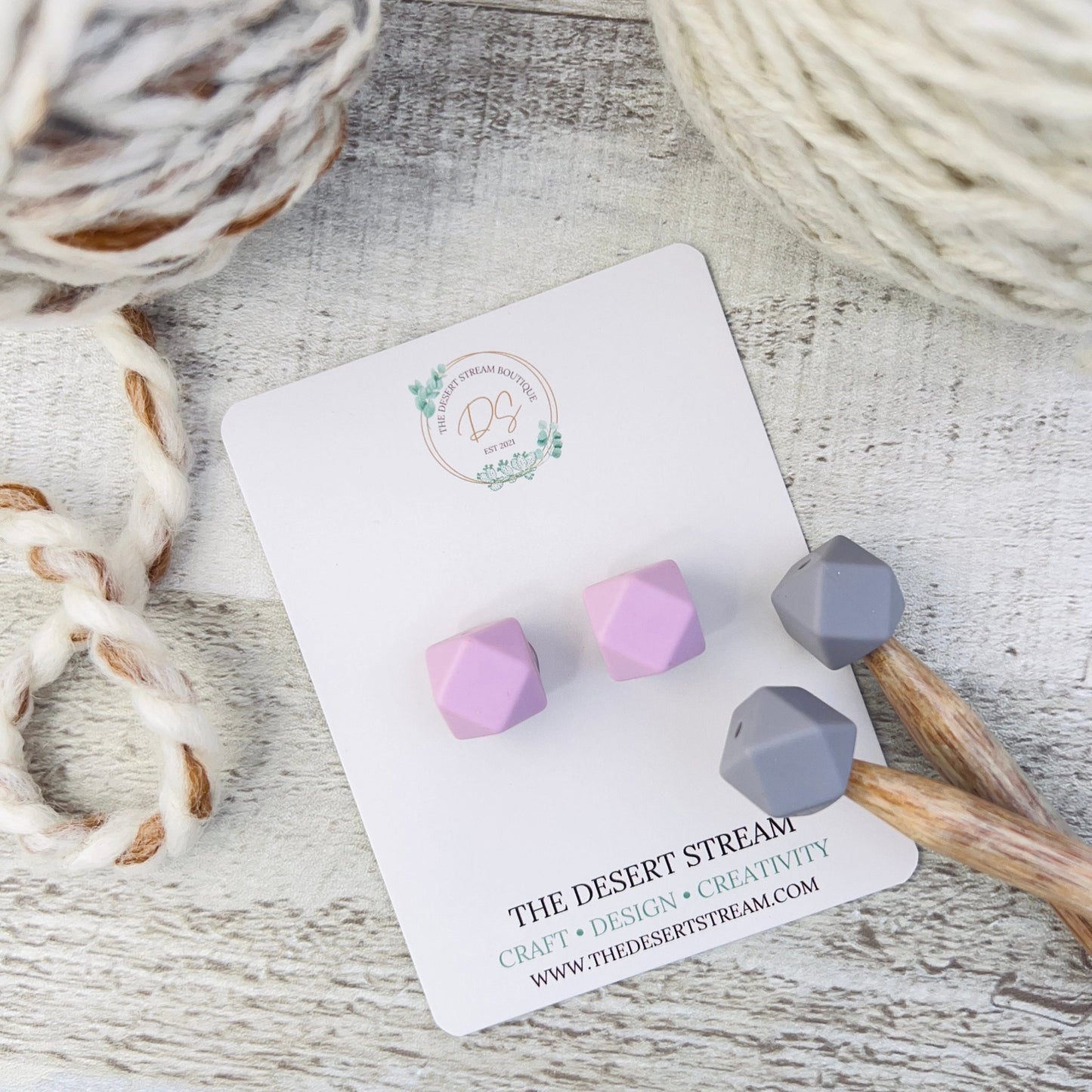 Hexagon Stitch Stoppers Knitting Needle Point Protectors - The Desert Stream Stitch