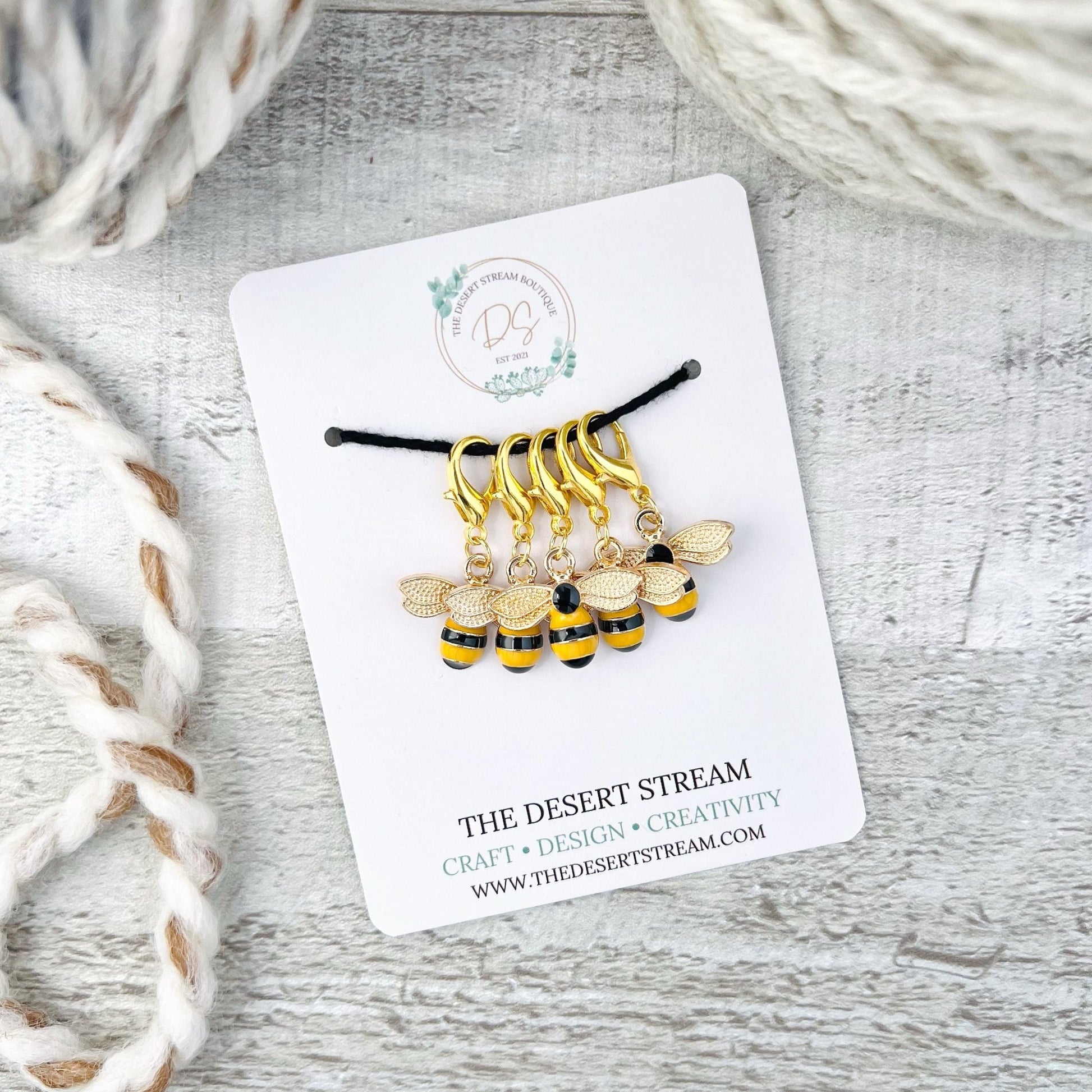 Honey Bee Stitch Markers Set - Knitting and Crochet - The Desert Stream Stitch