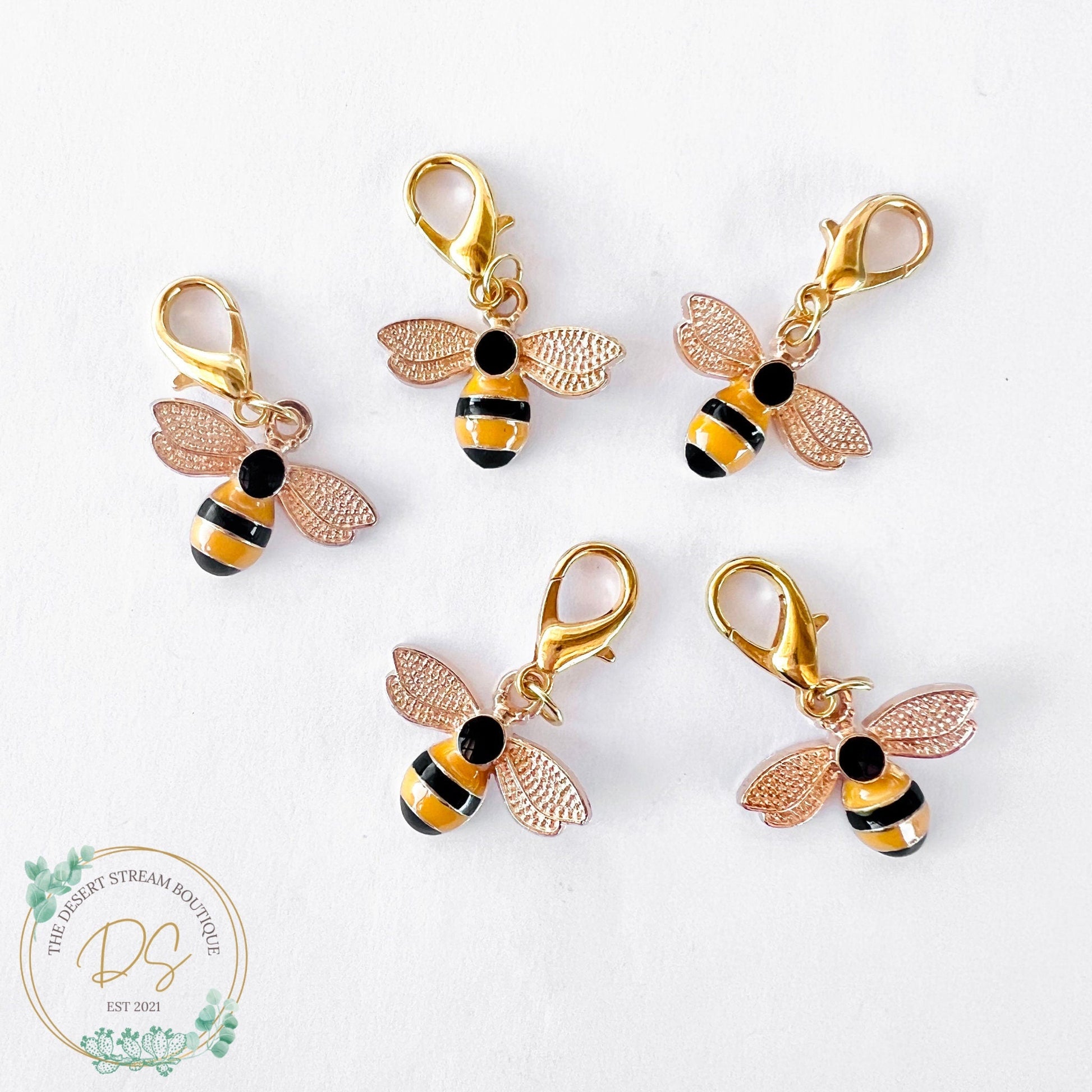 Honey Bee Stitch Markers Set - Knitting and Crochet - The Desert Stream Stitch