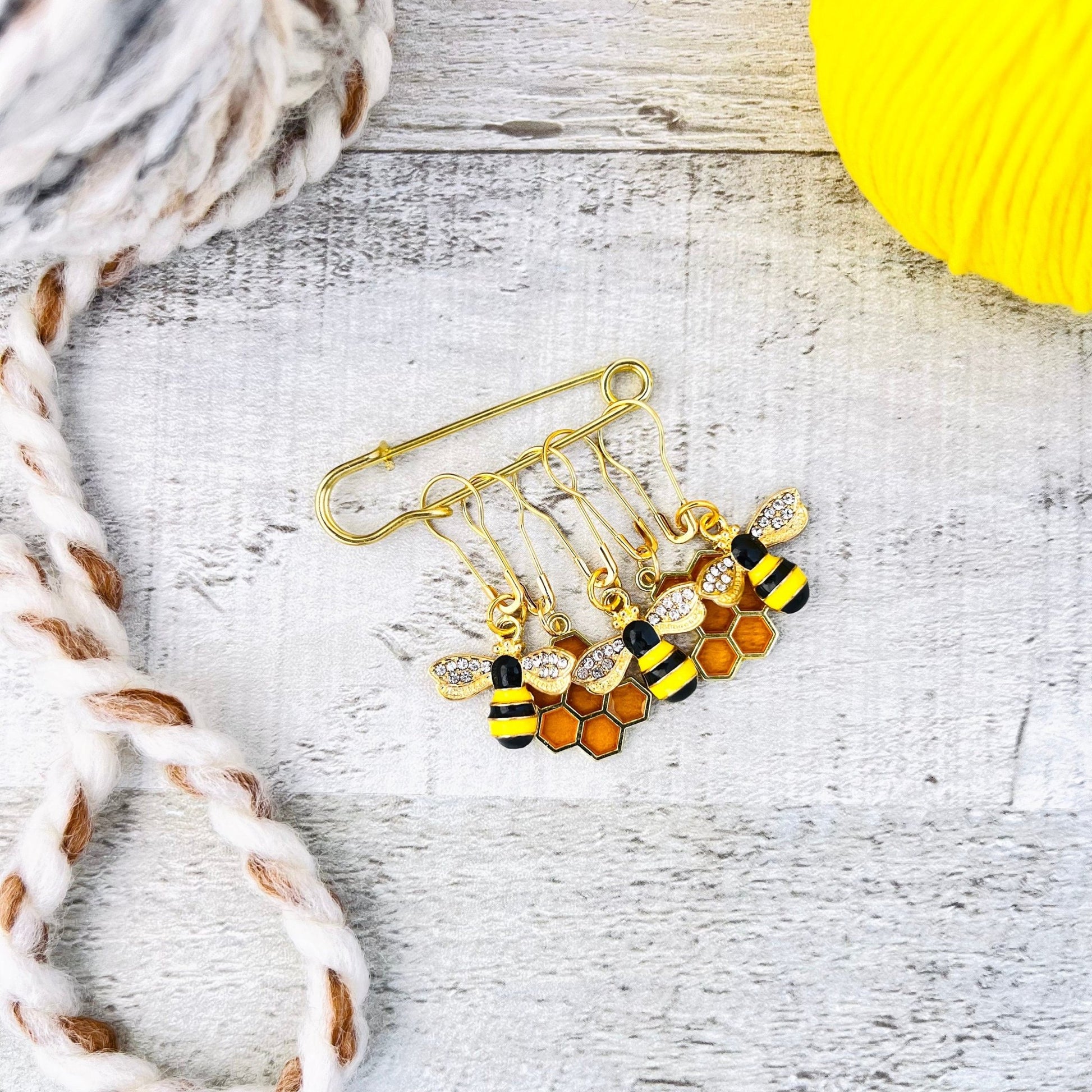 Honeycomb & Bee Stitch Markers Set - Knitting and Crochet - The Desert Stream Stitch