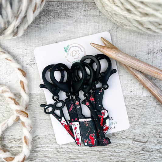 Horror Large Stitch Markers Set - Knitting and Crochet - The Desert Stream Stitch
