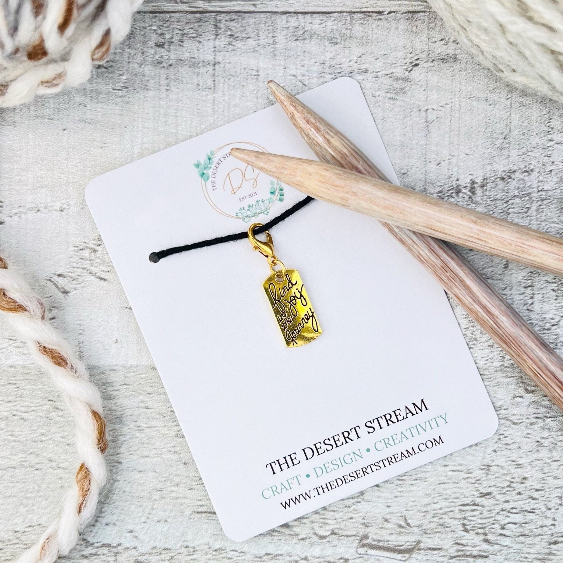 Inspirational Stitch Marker - Knitting and Crochet - The Desert Stream Stitch