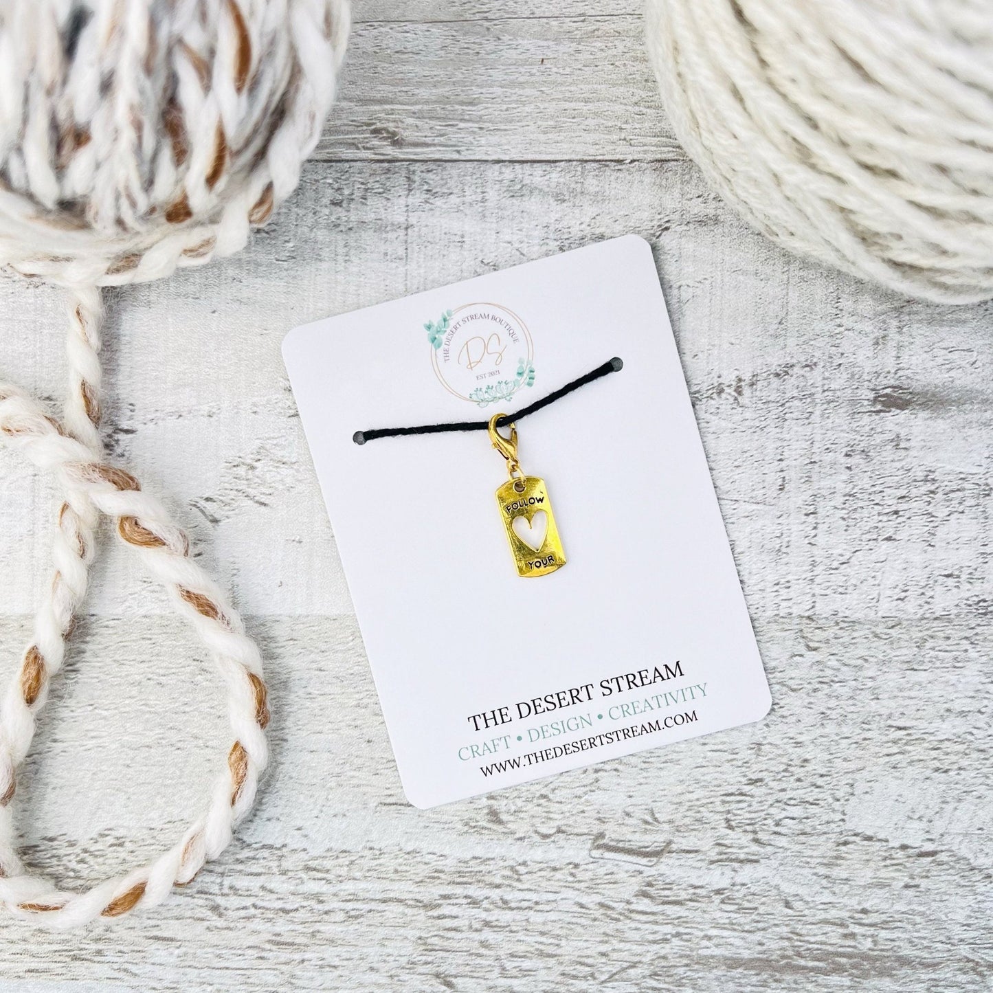 Inspirational Stitch Marker - Knitting and Crochet - The Desert Stream Stitch