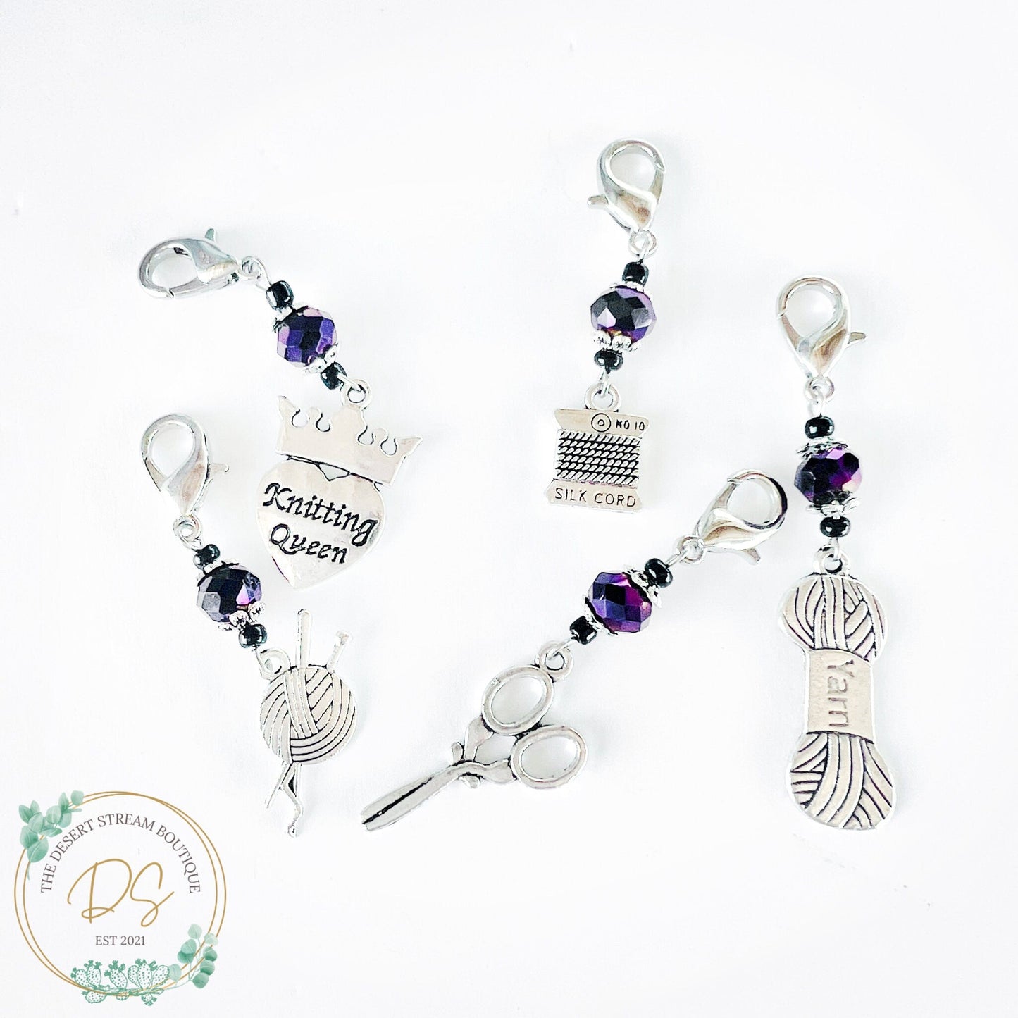 Knit Queen Stitch Markers Set - Knitting and Crochet - The Desert Stream Stitch