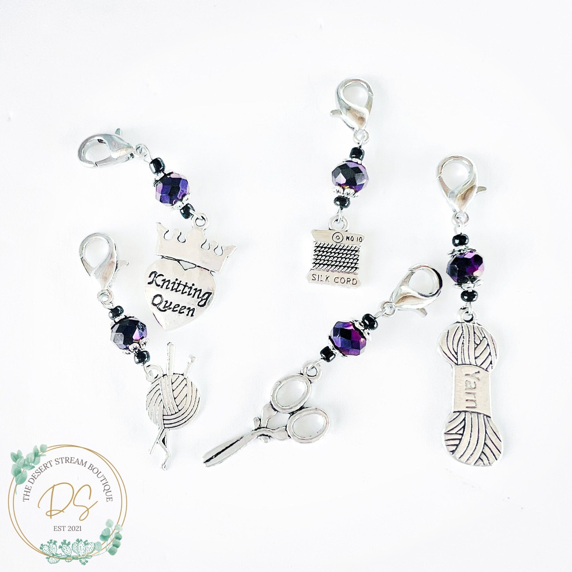 Knit Queen Stitch Markers Set - Knitting and Crochet - The Desert Stream Stitch
