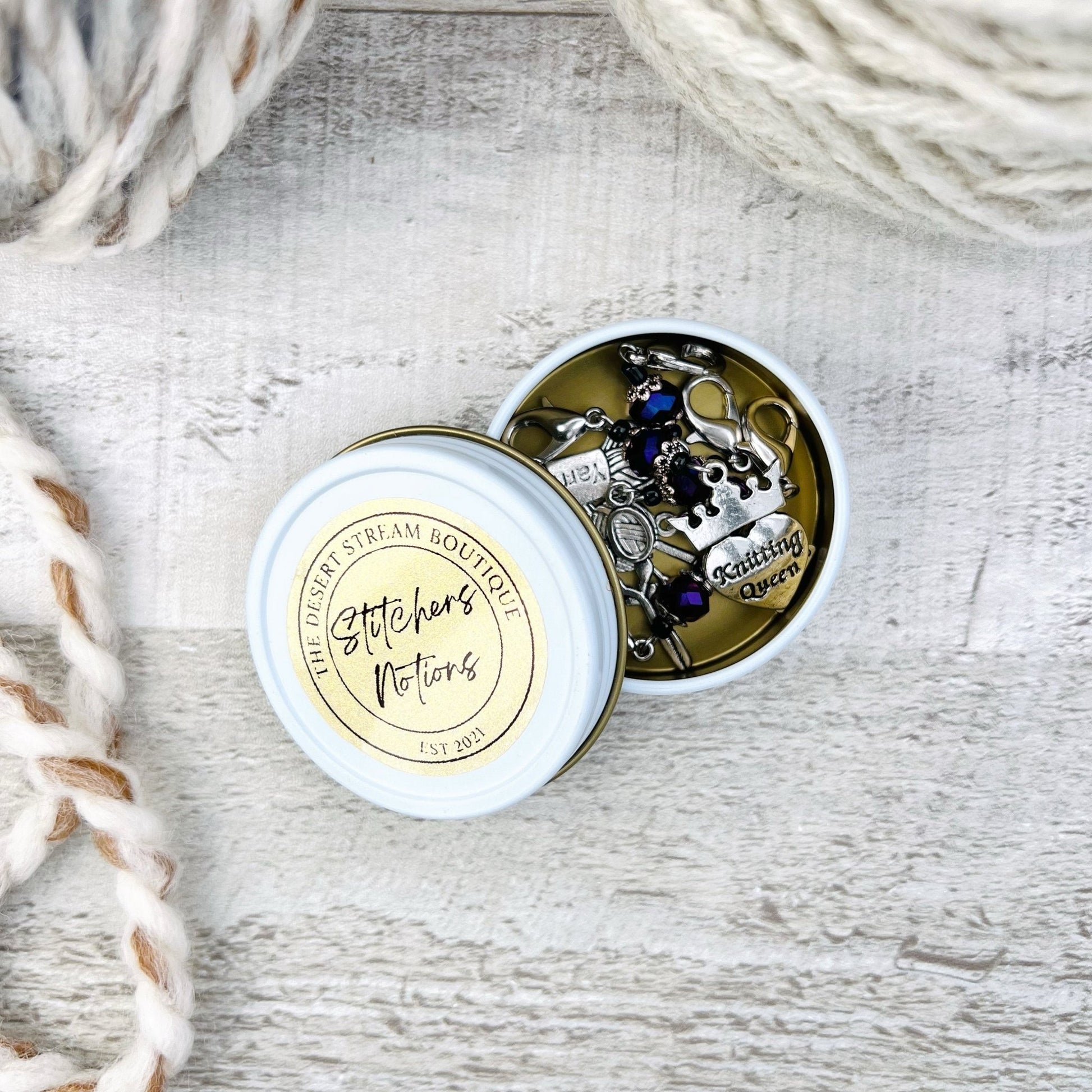 Knit Queen Stitch Markers Set - Knitting and Crochet - The Desert Stream Stitch