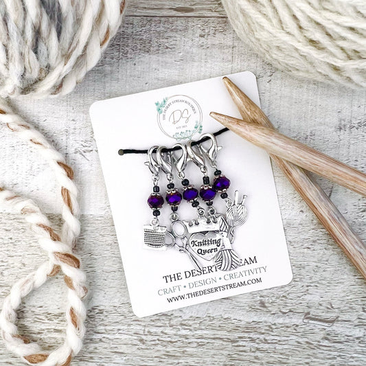 Knit Queen Stitch Markers Set - Knitting and Crochet - The Desert Stream Stitch
