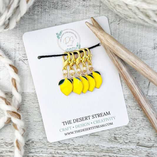 Lemon Stitch Markers Set - Knitting and Crochet - The Desert Stream Stitch