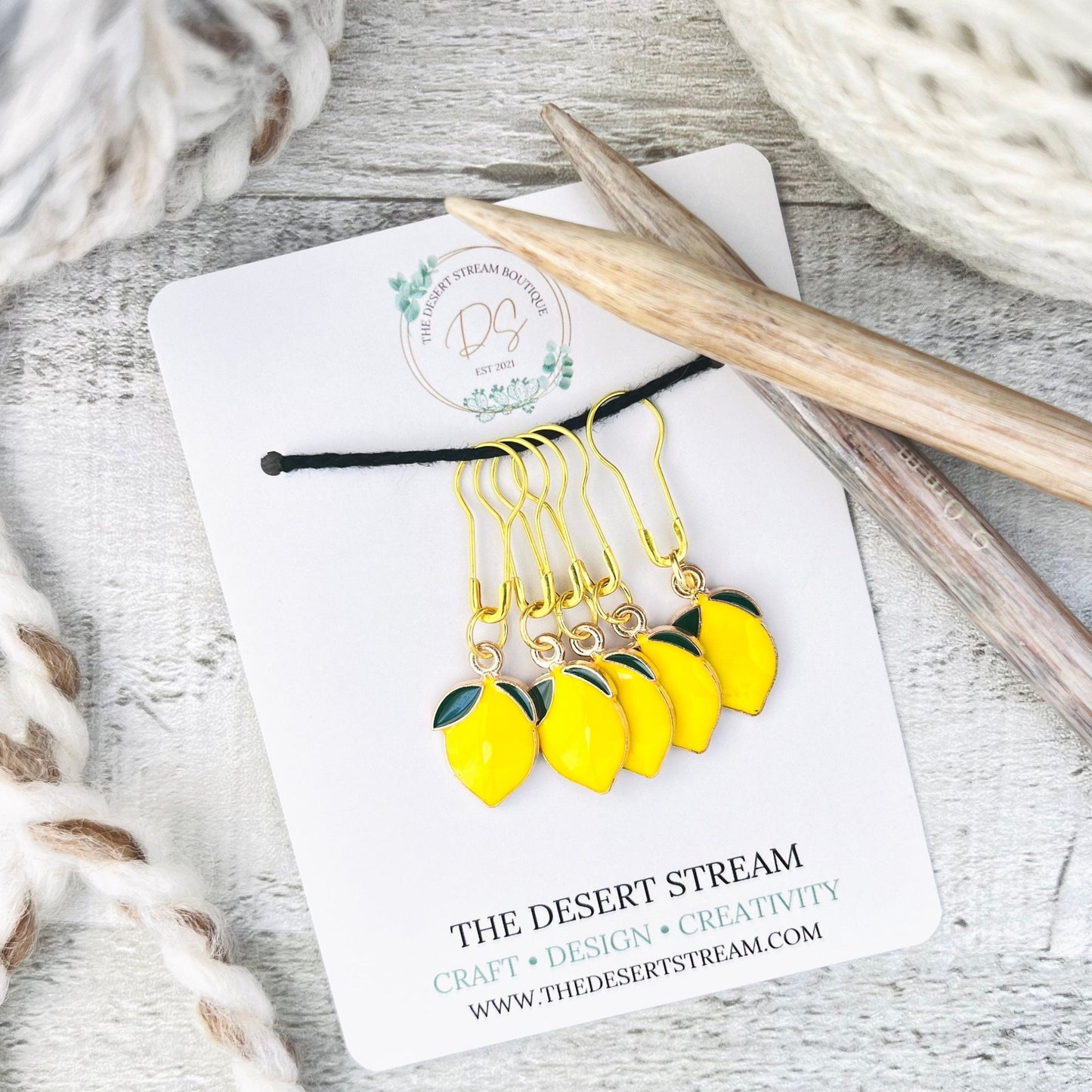 Lemon Stitch Markers Set - Knitting and Crochet - The Desert Stream Stitch