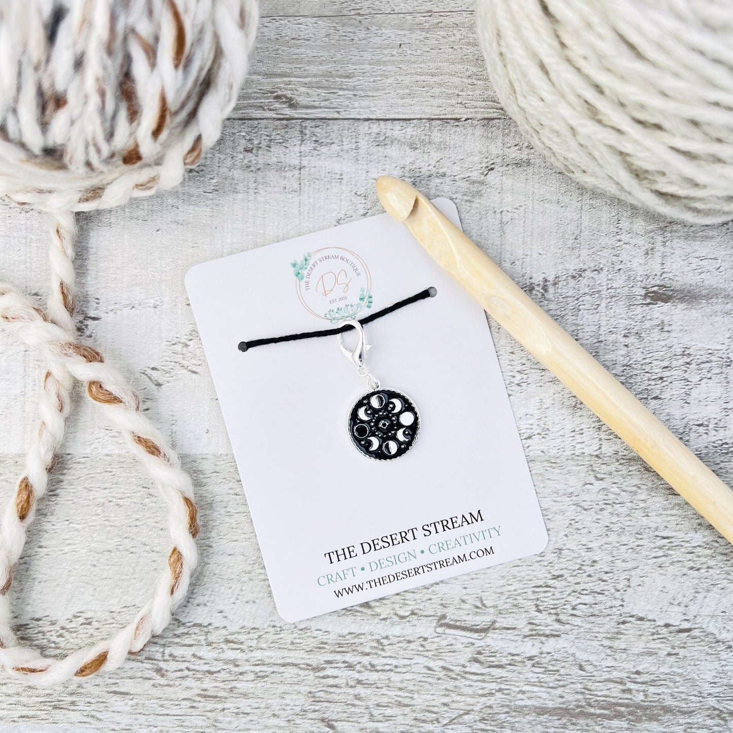 Moon Phase Stitch Marker - Knitting and Crochet - The Desert Stream Stitch