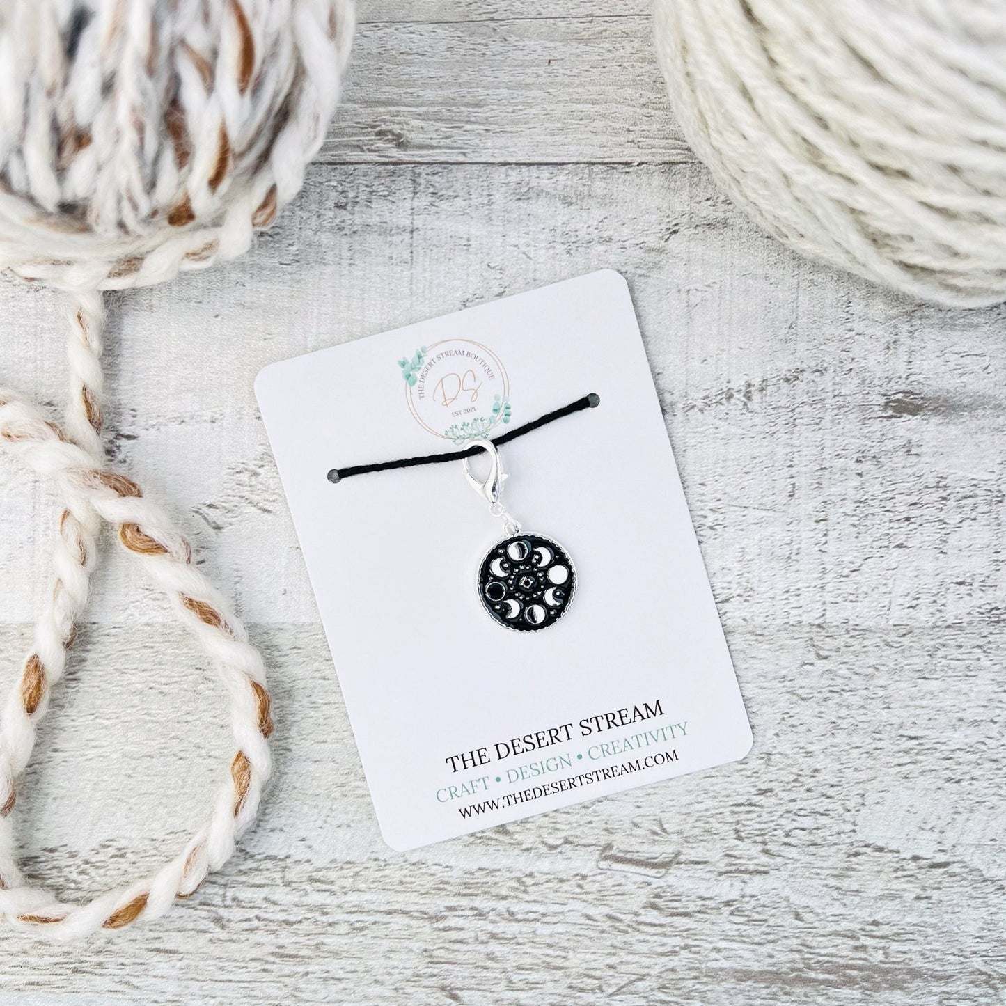 Moon Phase Stitch Marker - Knitting and Crochet - The Desert Stream Stitch