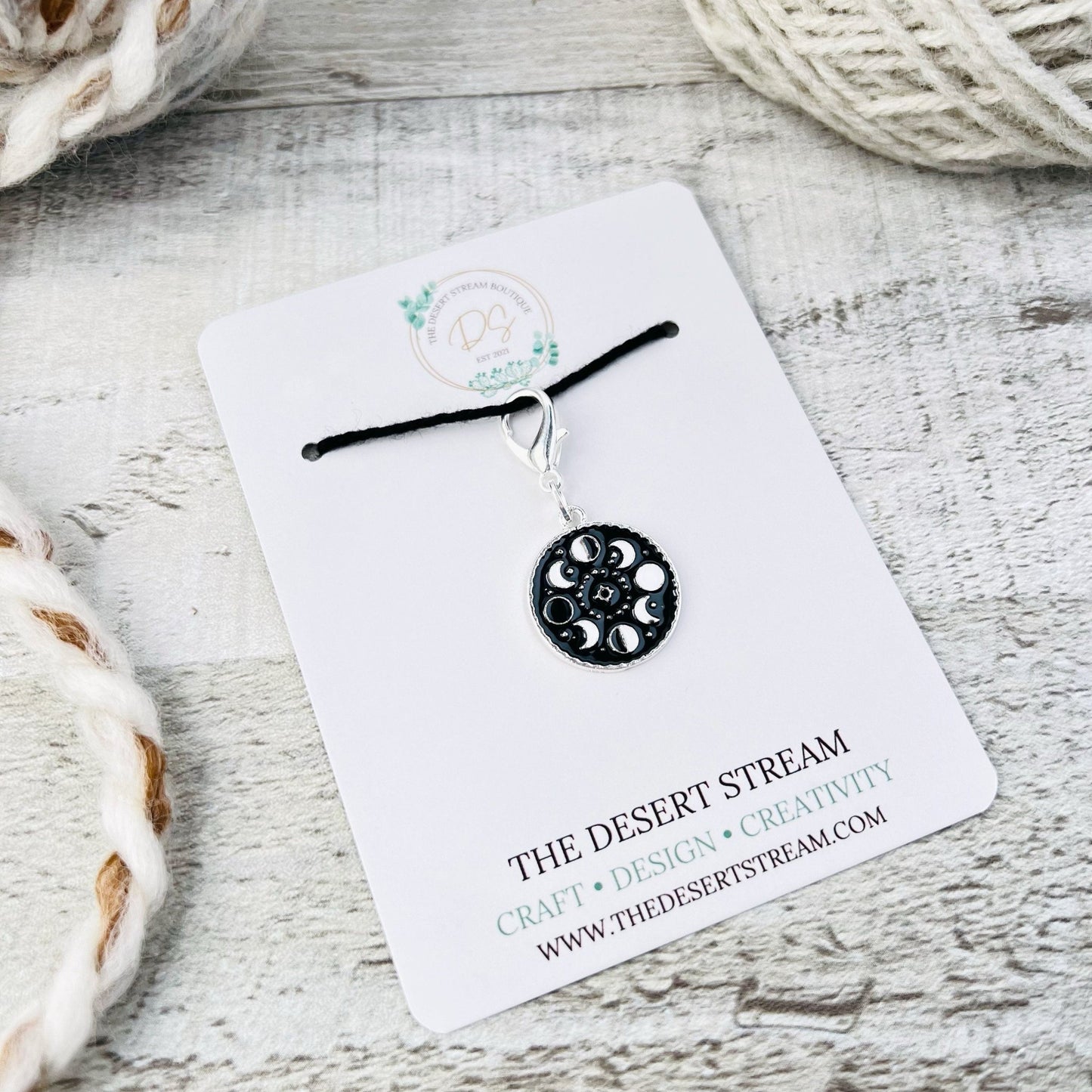 Moon Phase Stitch Marker - Knitting and Crochet - The Desert Stream Stitch