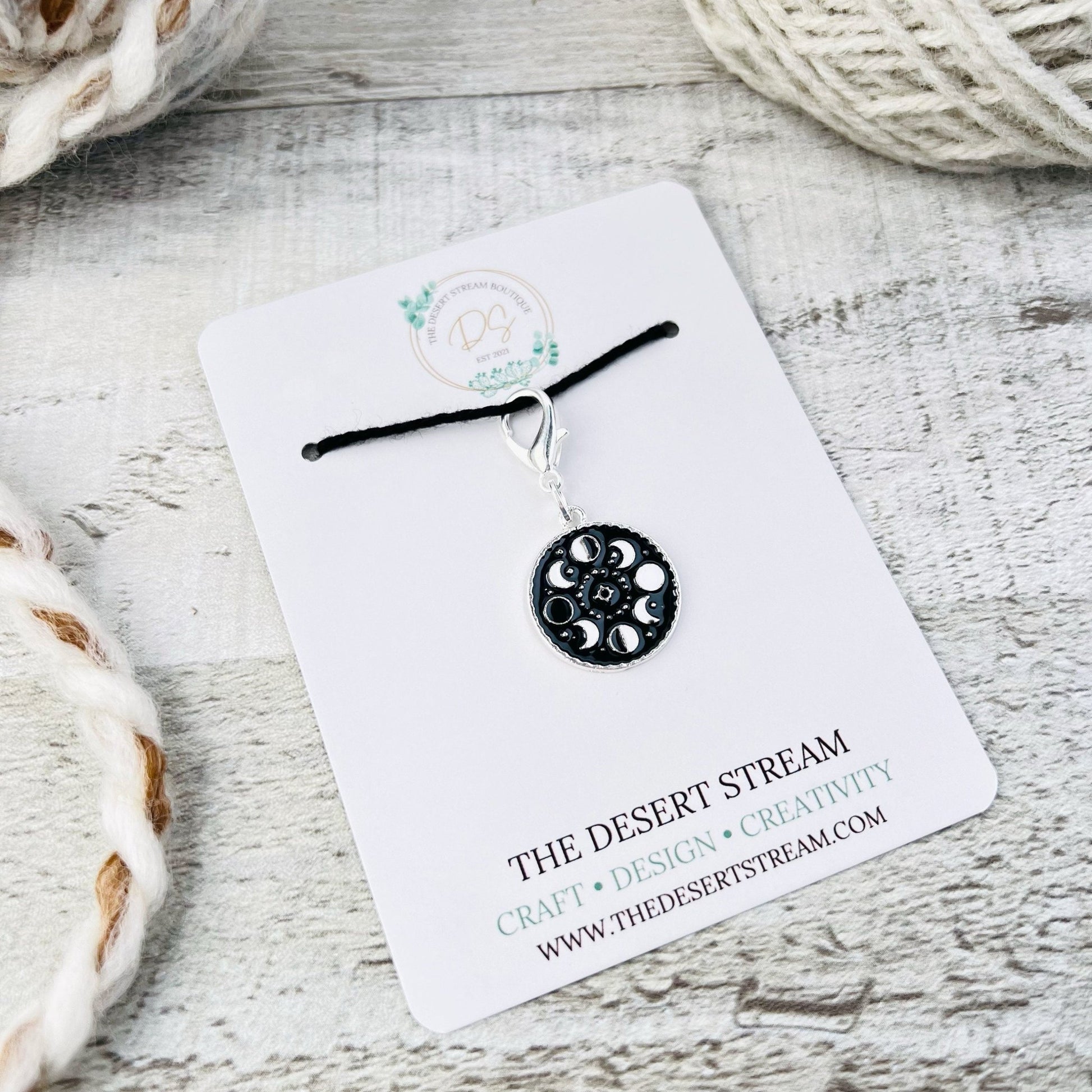 Moon Phase Stitch Marker - Knitting and Crochet - The Desert Stream Stitch