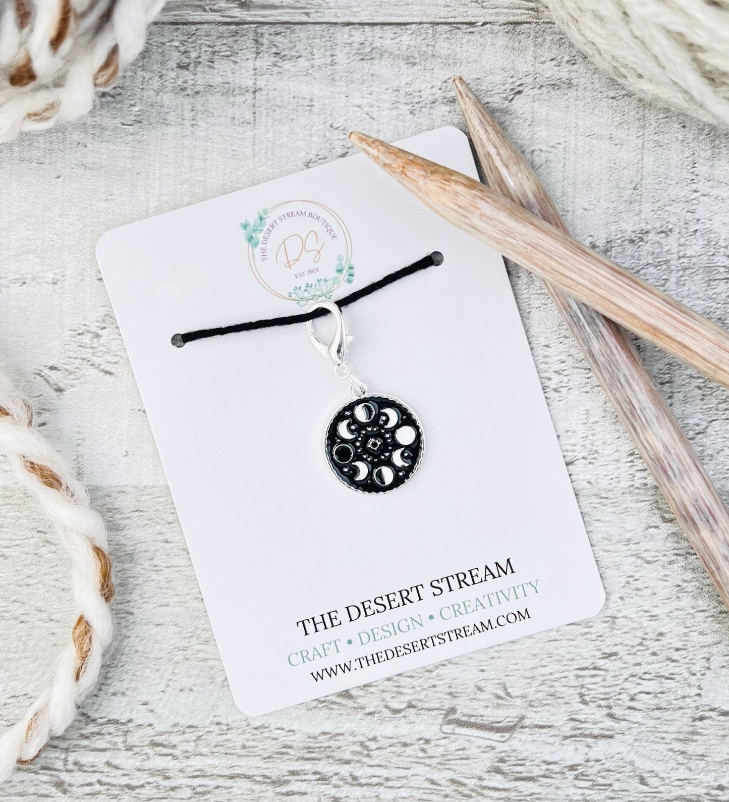 Moon Phase Stitch Marker - Knitting and Crochet - The Desert Stream Stitch