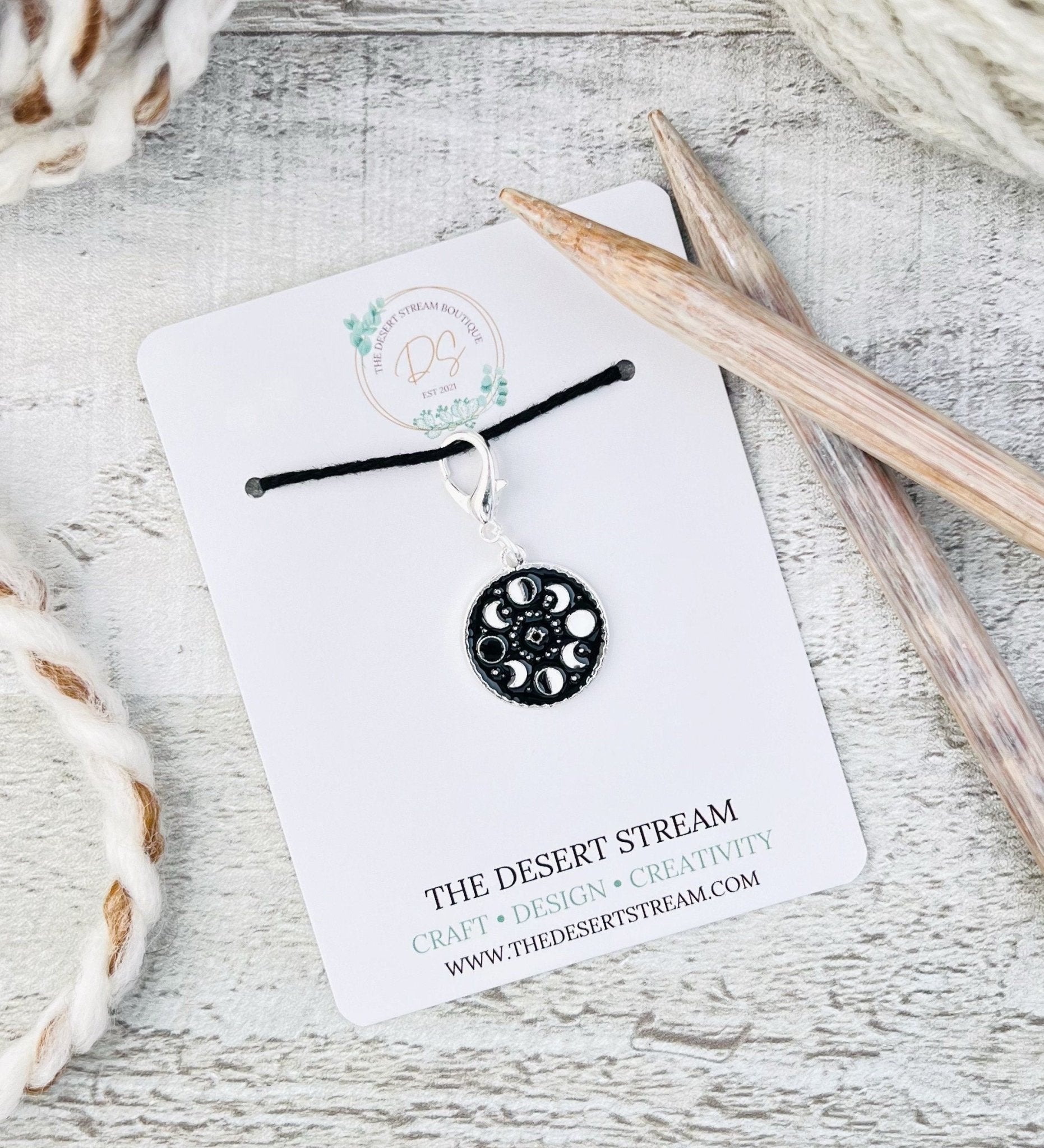 Moon Phase Stitch Marker - Knitting and Crochet - The Desert Stream Stitch