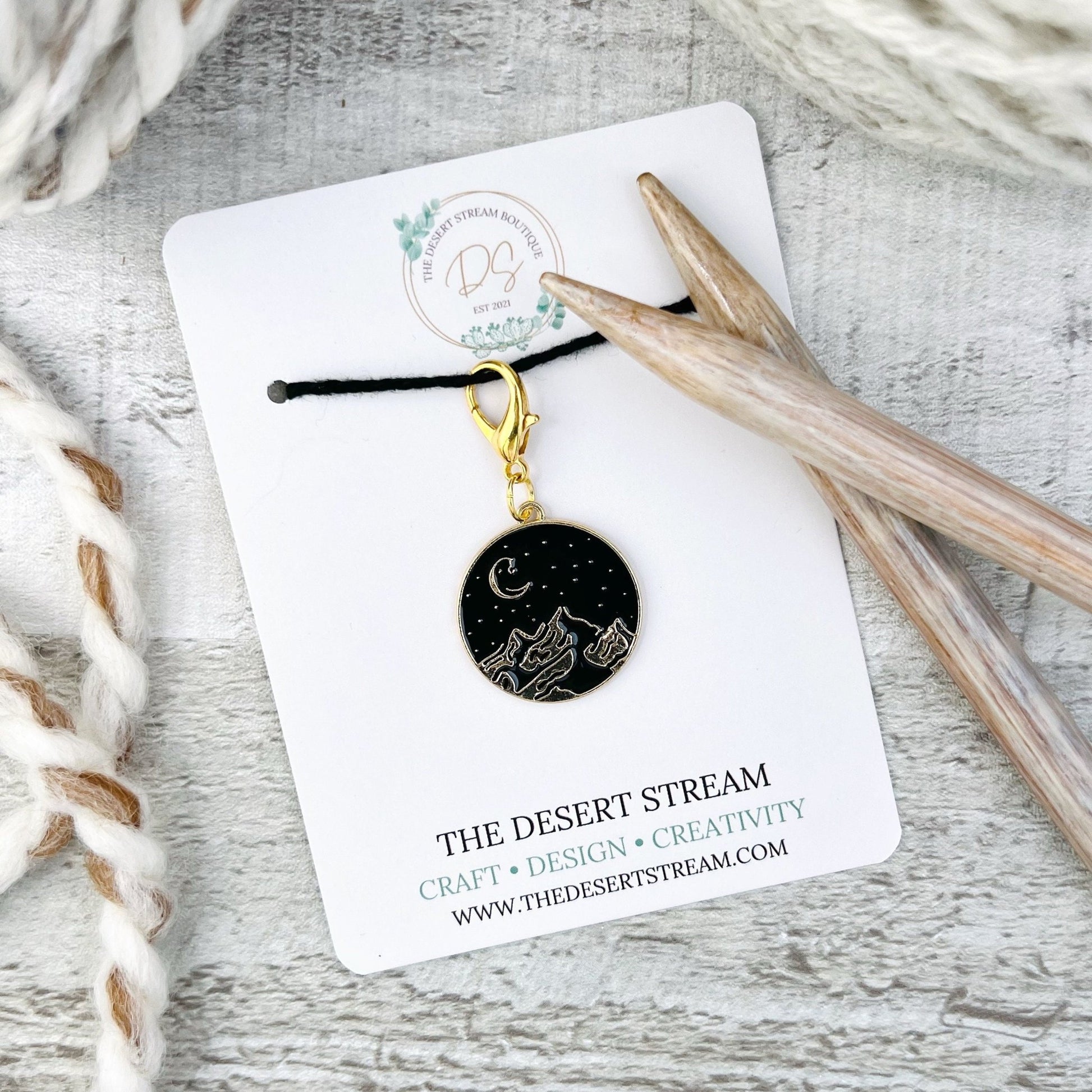 Mountain Stitch Marker - Knitting and Crochet - The Desert Stream Stitch