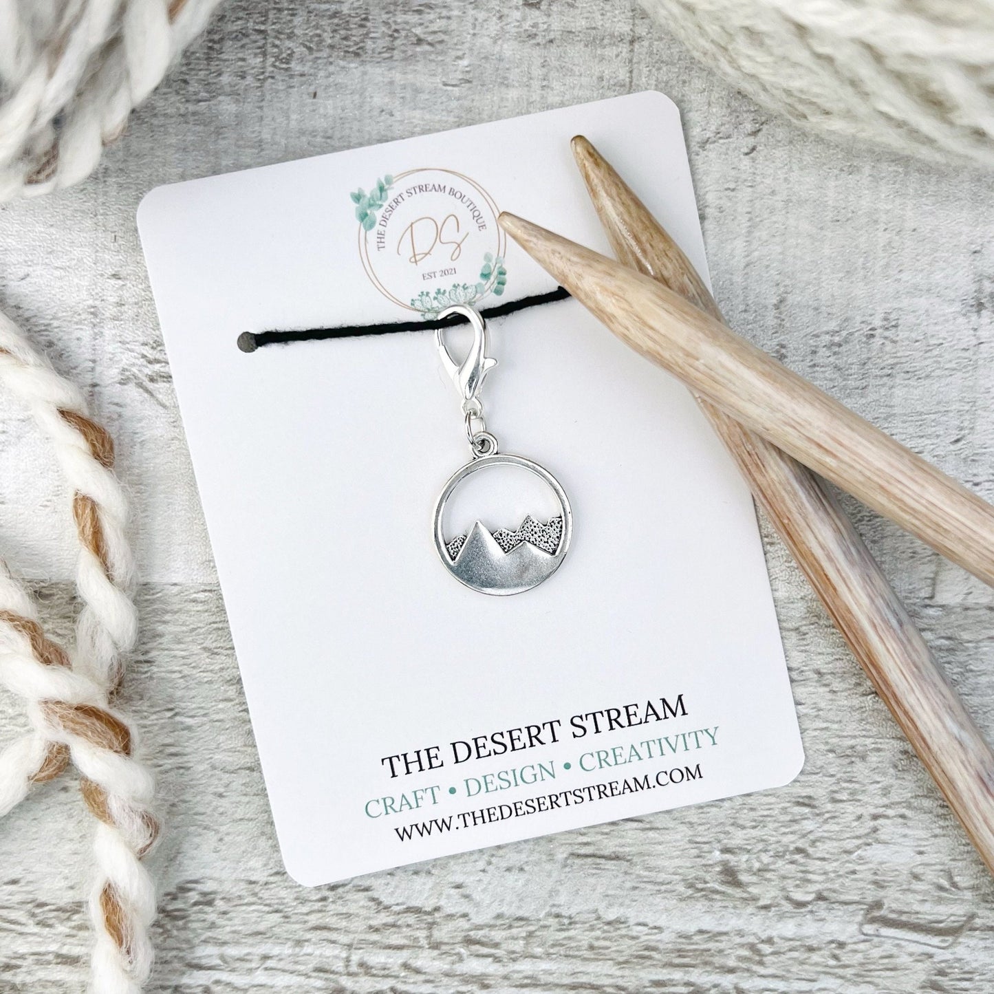 Mountain Stitch Marker - Knitting and Crochet - The Desert Stream Stitch