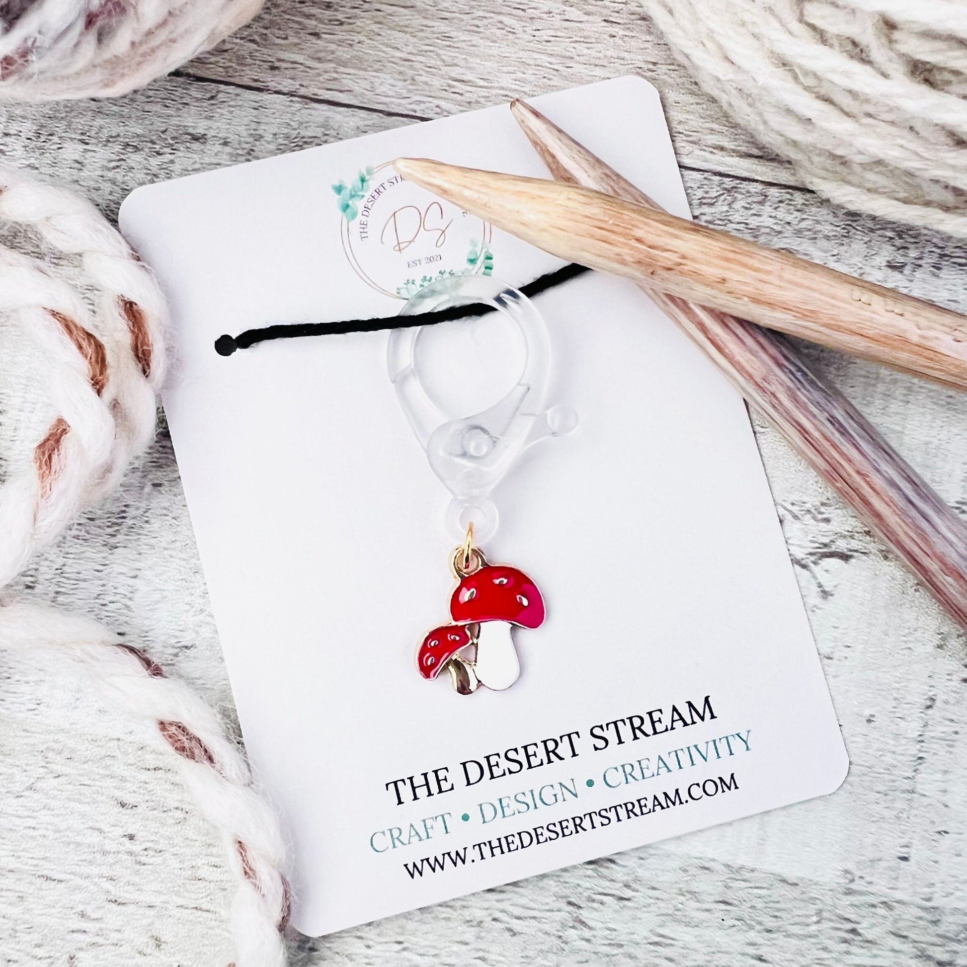 Mushroom Jumbo Stitch Marker - The Desert Stream Stitch