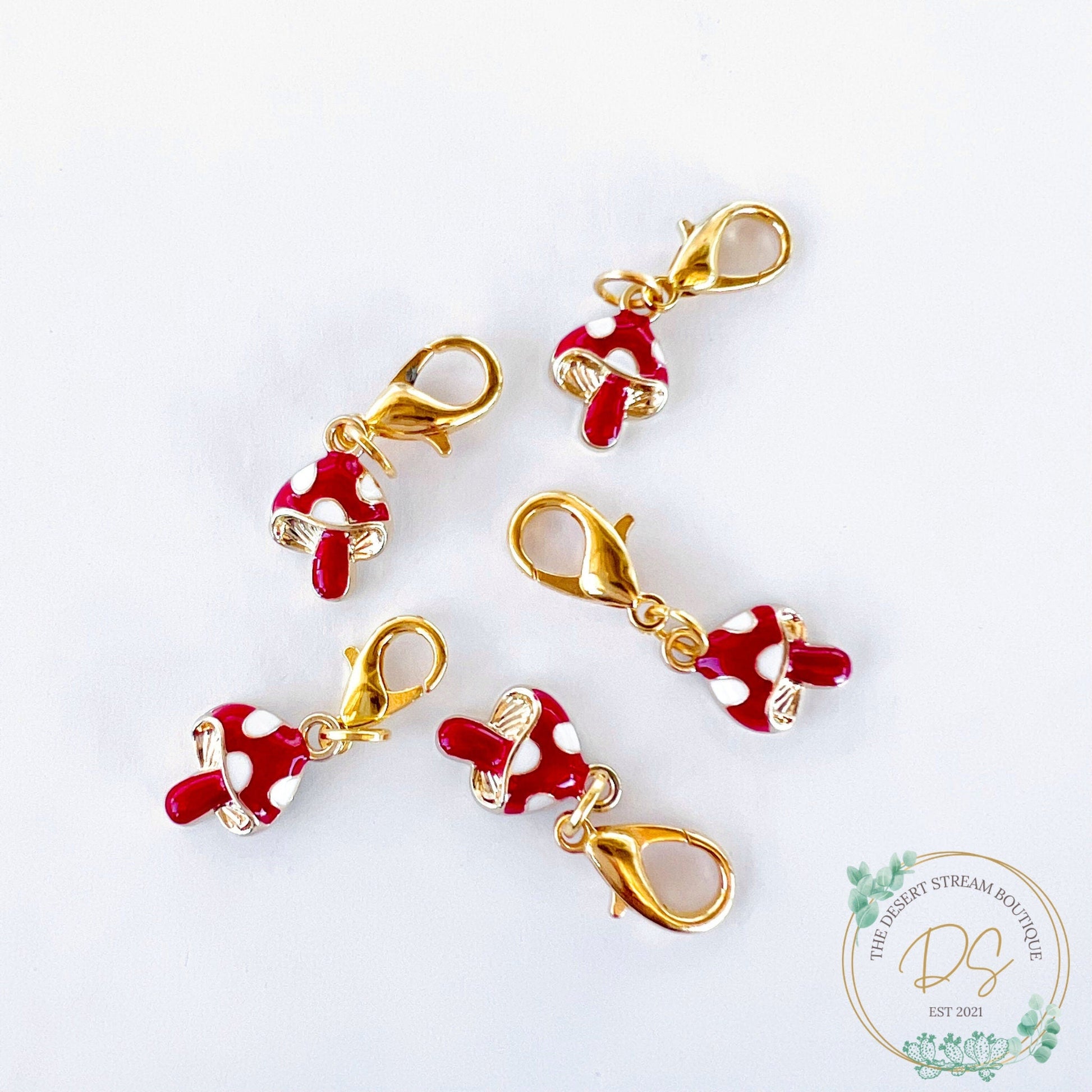 Mushroom Stitch Markers Set - Knitting and Crochet - The Desert Stream Stitch