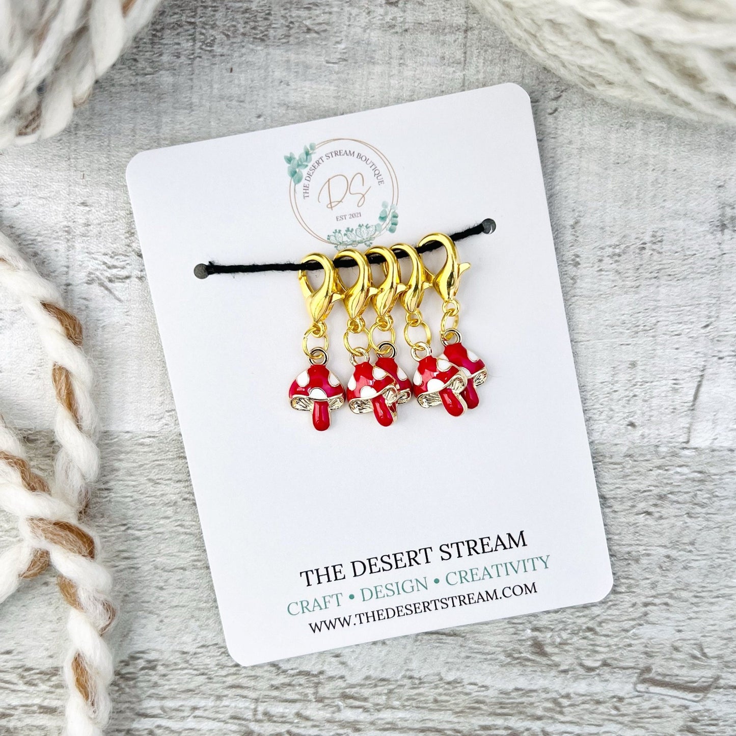Mushroom Stitch Markers Set - Knitting and Crochet - The Desert Stream Stitch