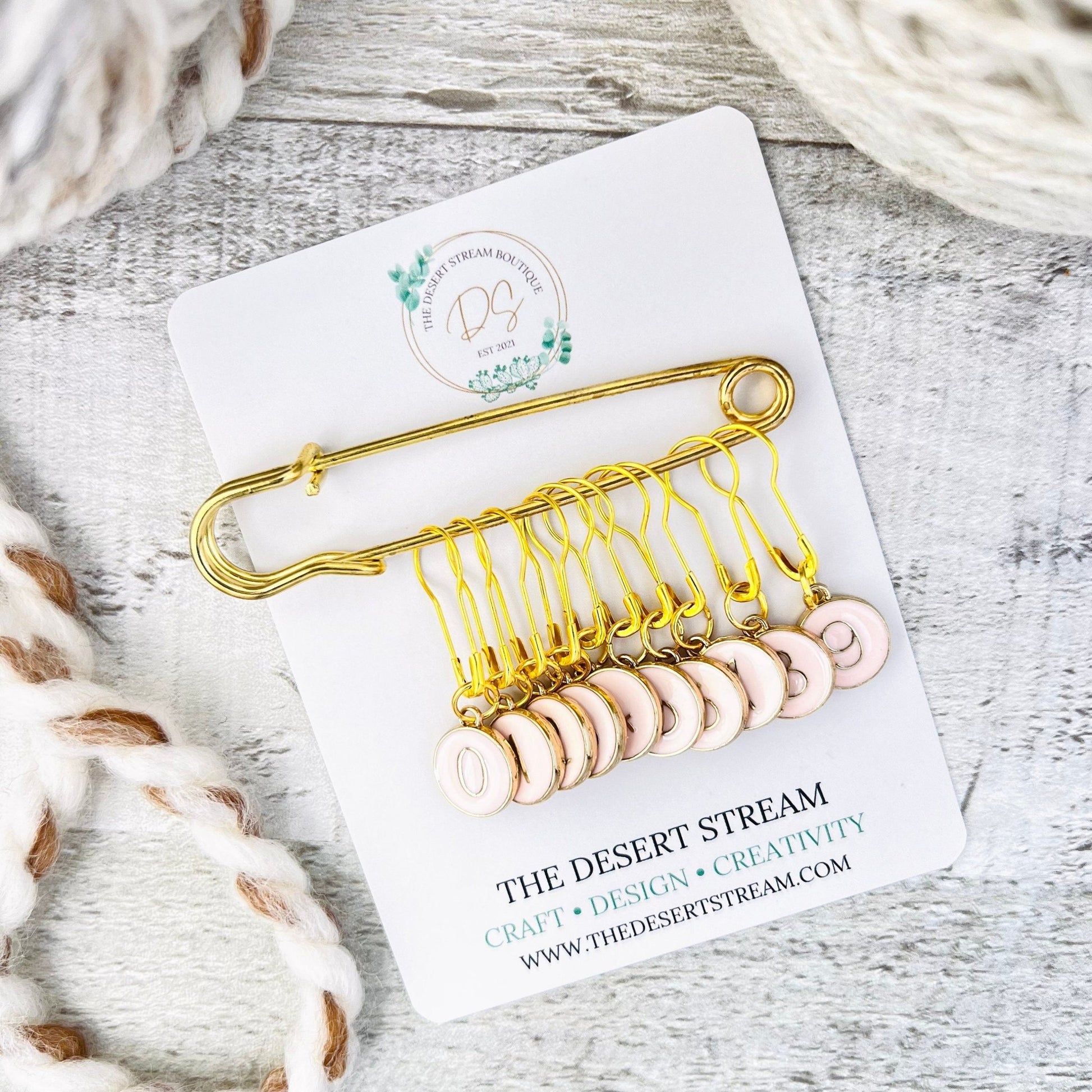 Numbered Stitch Markers Set for Knitting and Crochet - The Desert Stream Stitch