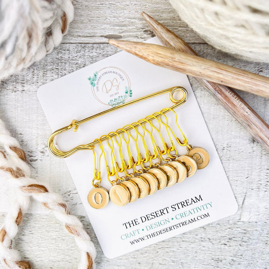 Numbered Stitch Markers Set for Knitting and Crochet - The Desert Stream Stitch