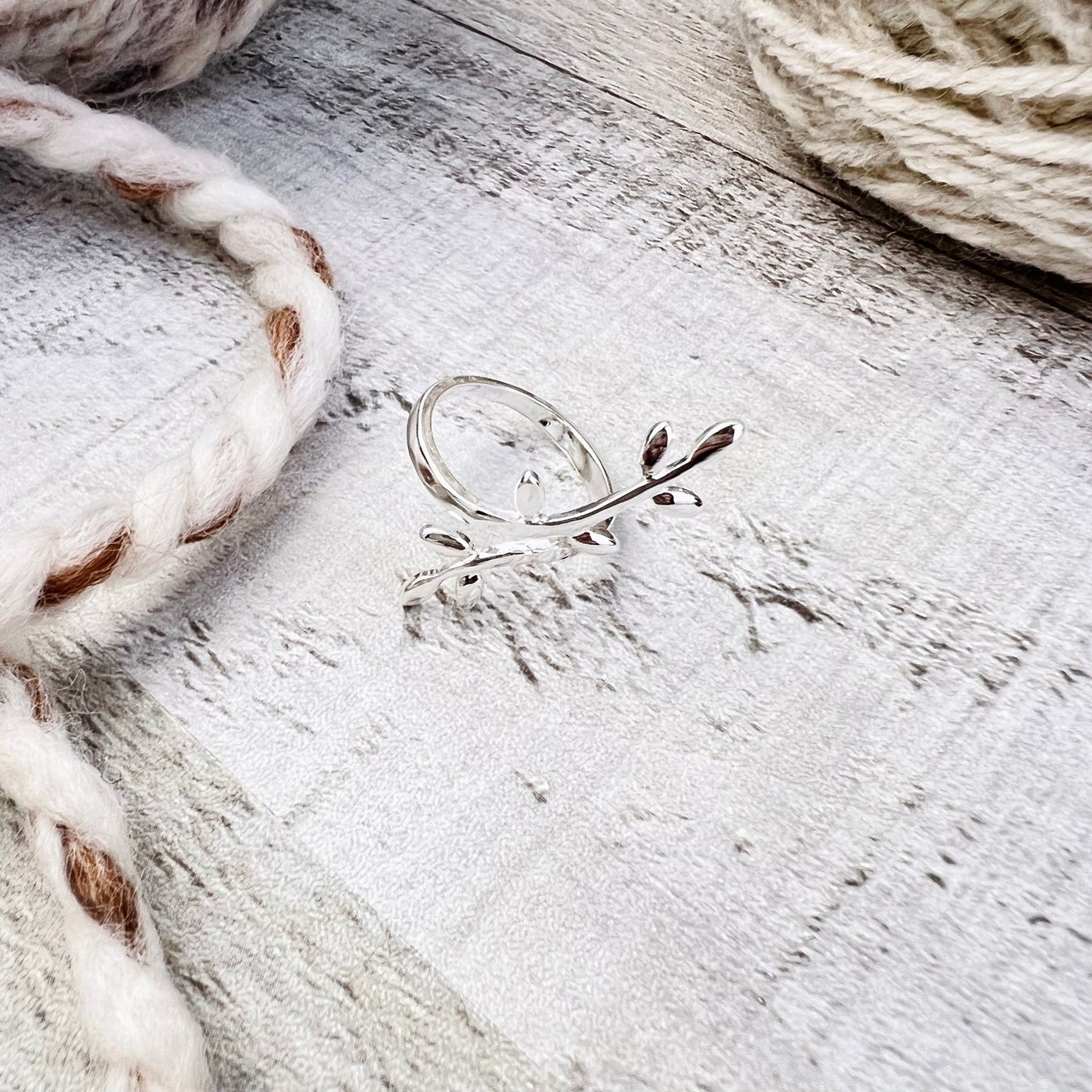Olive Branch Adjustable Tension Ring - The Desert Stream Stitch