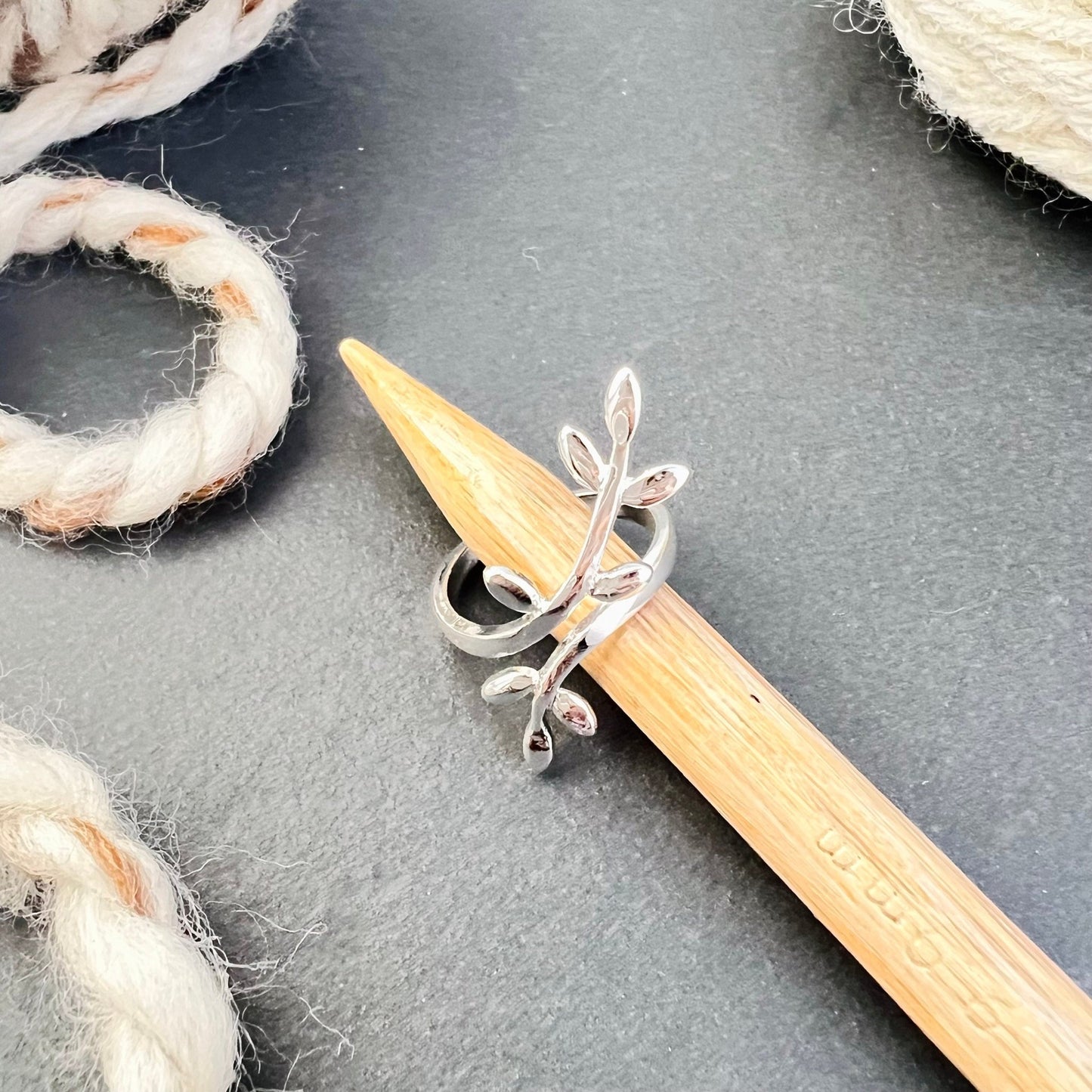 Olive Branch Adjustable Tension Ring - The Desert Stream Stitch