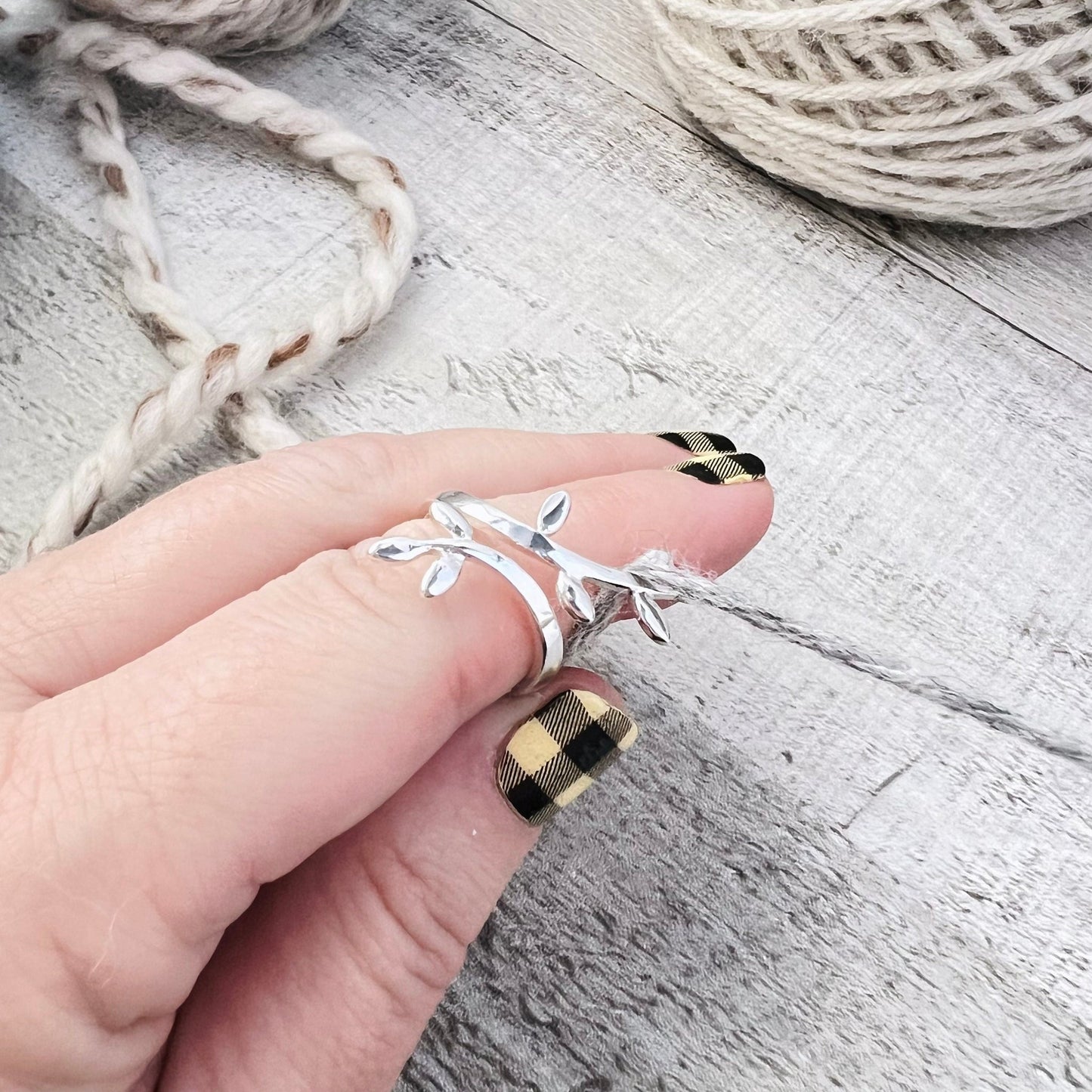 Olive Branch Adjustable Tension Ring - The Desert Stream Stitch