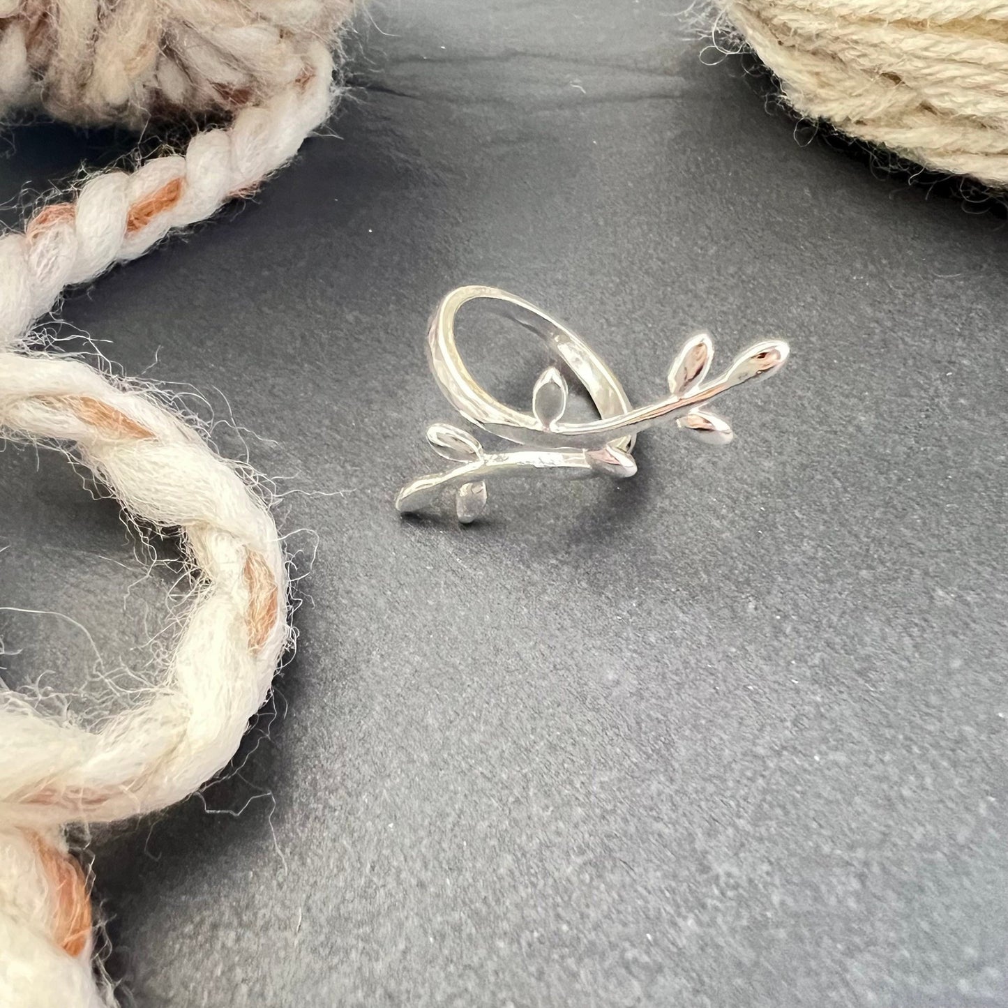 Olive Branch Adjustable Tension Ring - The Desert Stream Stitch