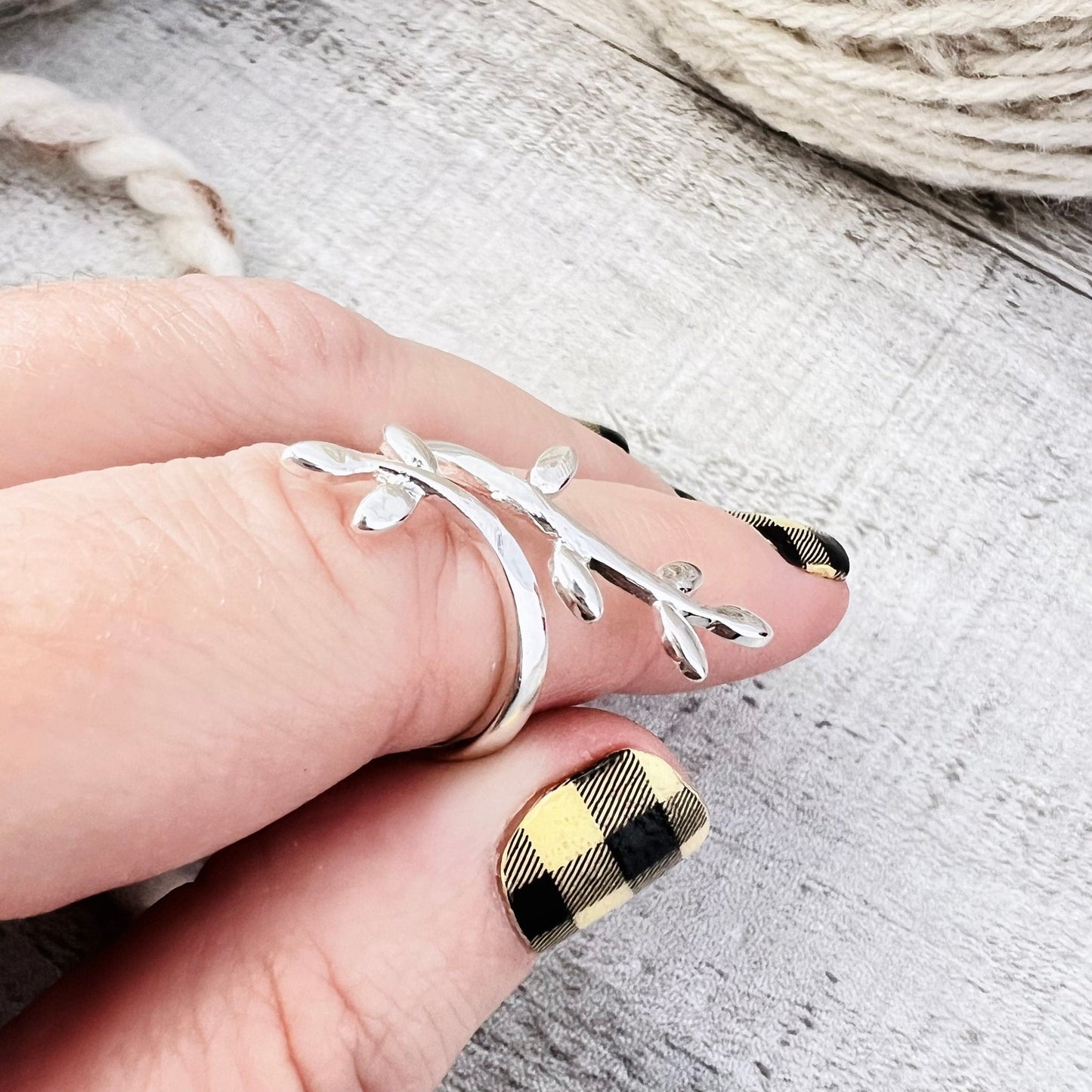 Olive Branch Adjustable Tension Ring - The Desert Stream Stitch