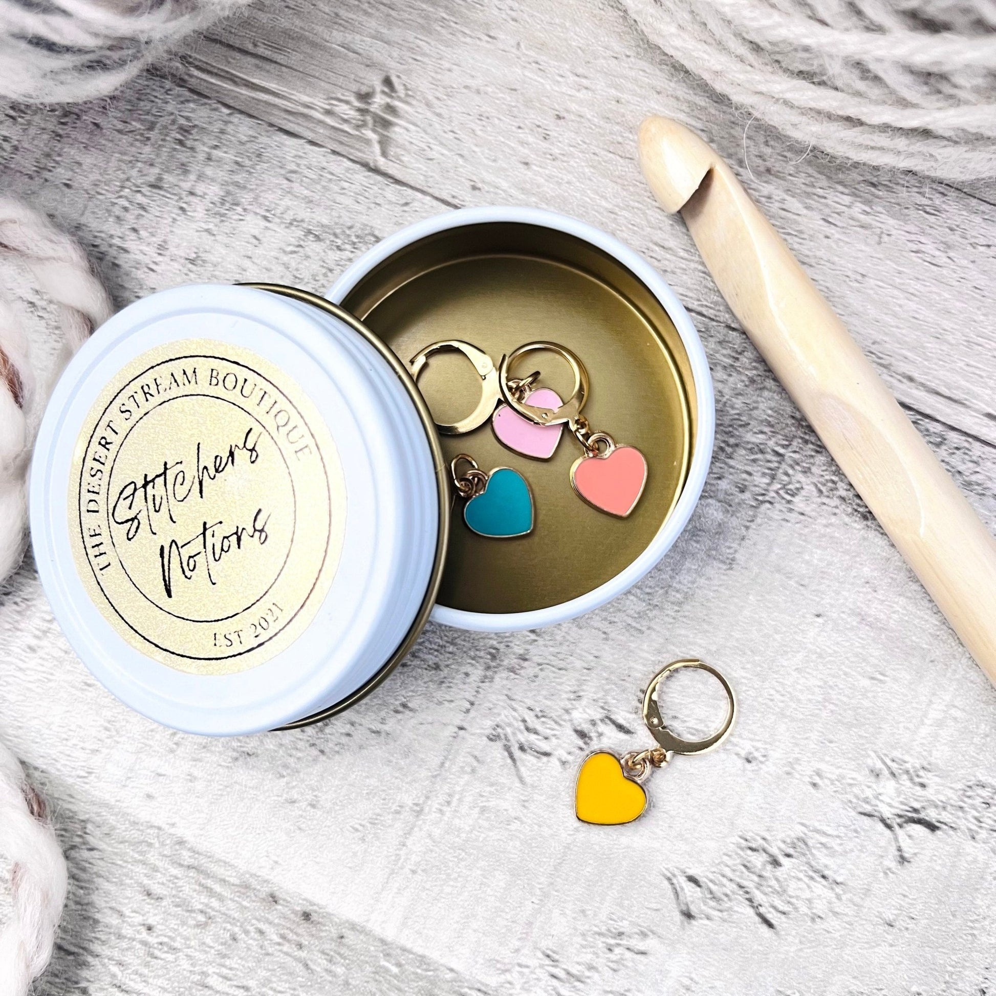 Pastel Heart Stitch Markers - The Desert Stream Stitch