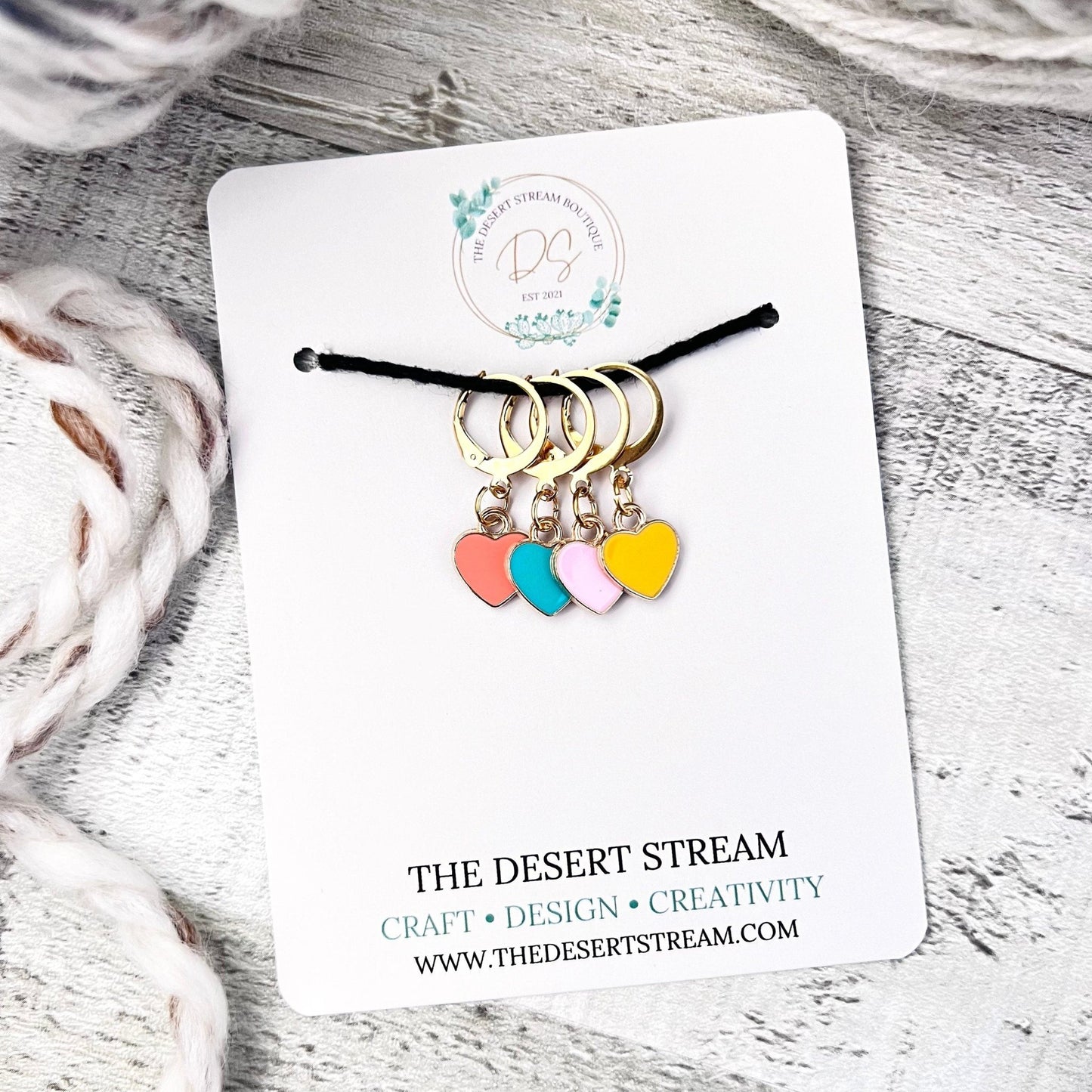 Pastel Heart Stitch Markers - The Desert Stream Stitch