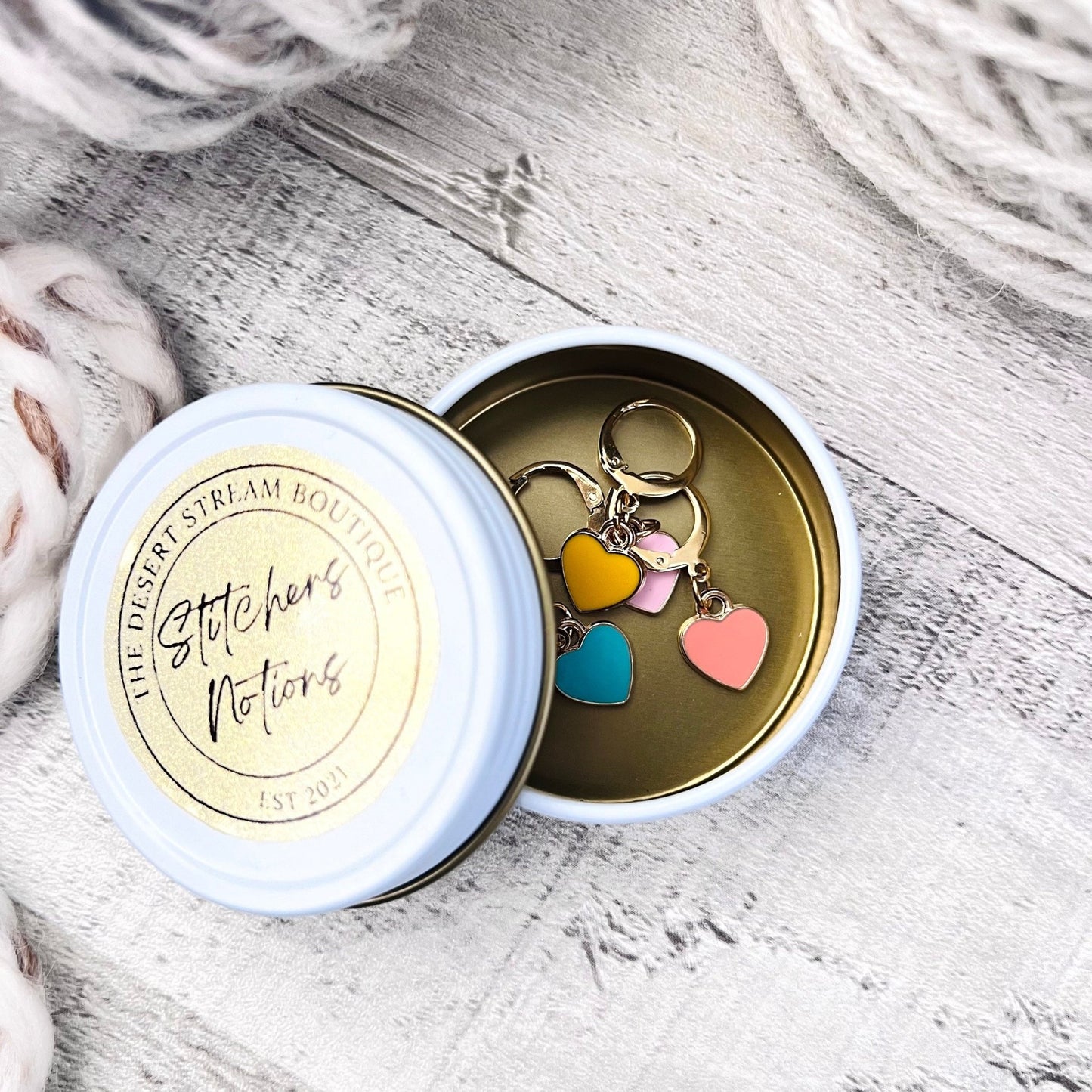 Pastel Heart Stitch Markers - The Desert Stream Stitch