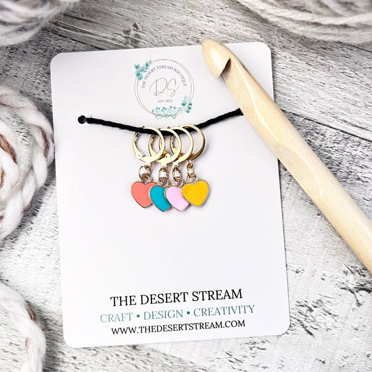 Pastel Heart Stitch Markers - The Desert Stream Stitch
