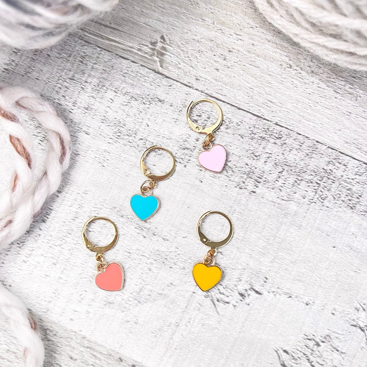 Pastel Heart Stitch Markers - The Desert Stream Stitch