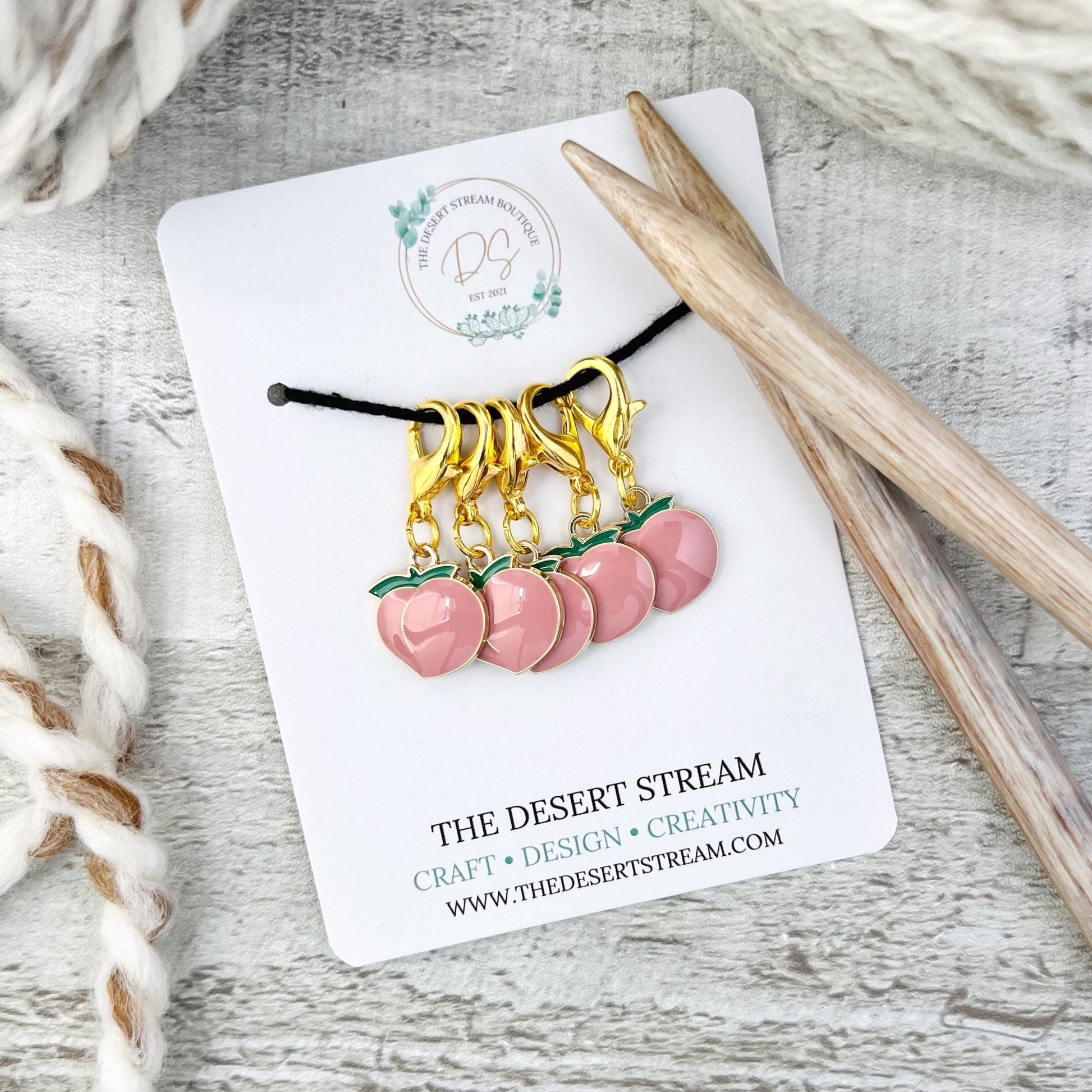 Peach Stitch Markers Set - Knitting and Crochet - The Desert Stream Stitch
