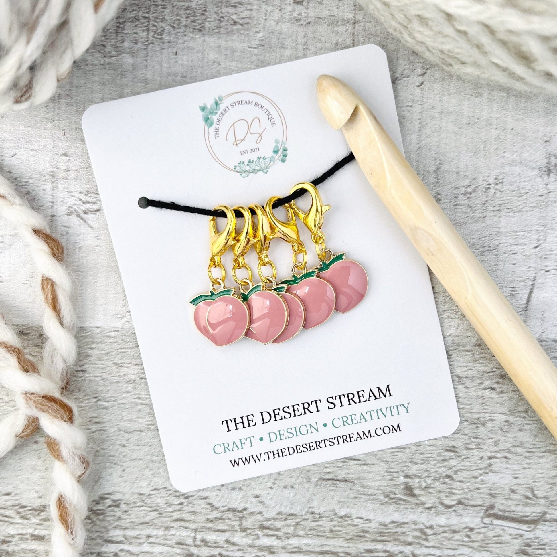 Peach Stitch Markers Set - Knitting and Crochet - The Desert Stream Stitch